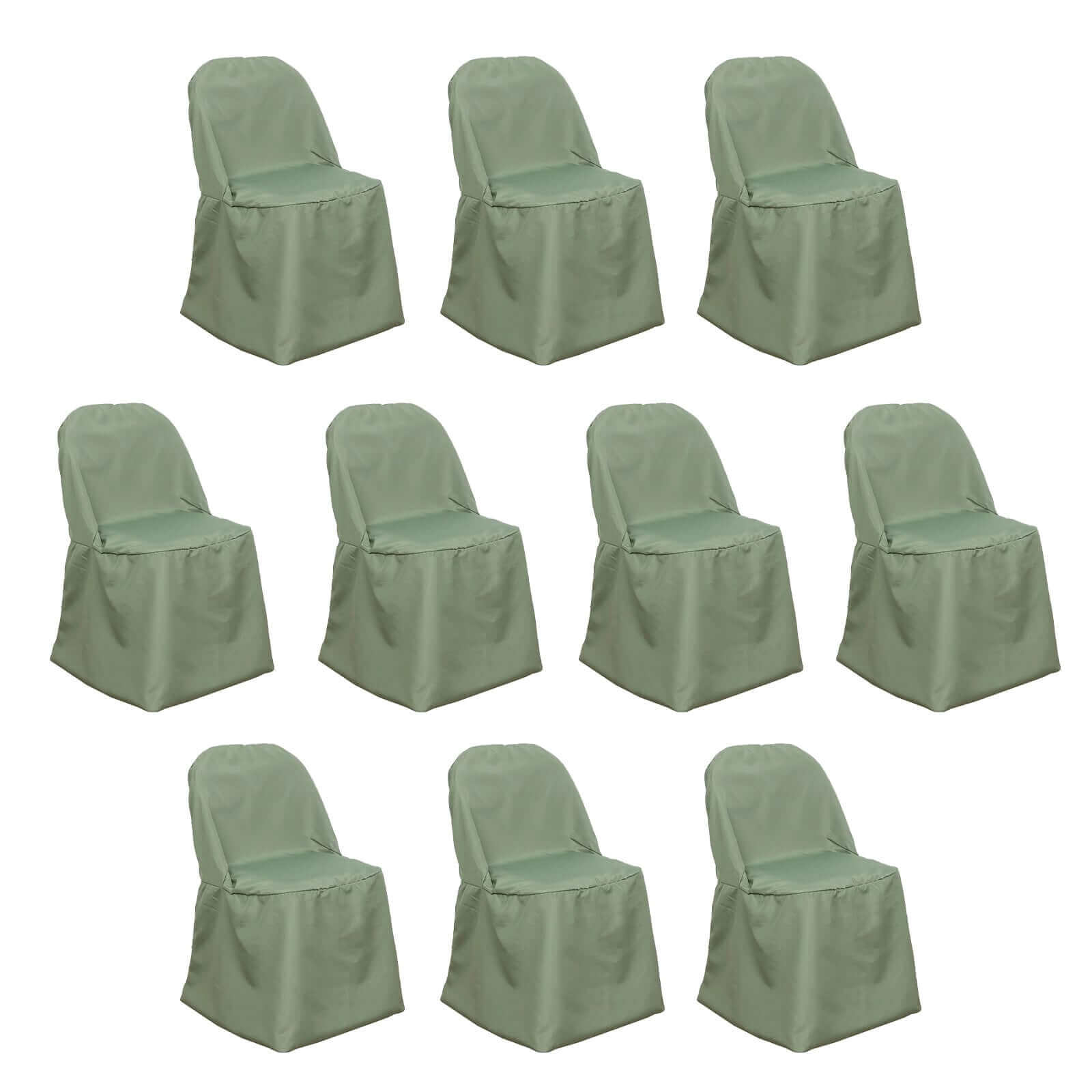 Hot Deal! 10-Piece Polyester Slip-On Chair Covers in Dusty Sage Green - Wrinkle & Stain Resistant