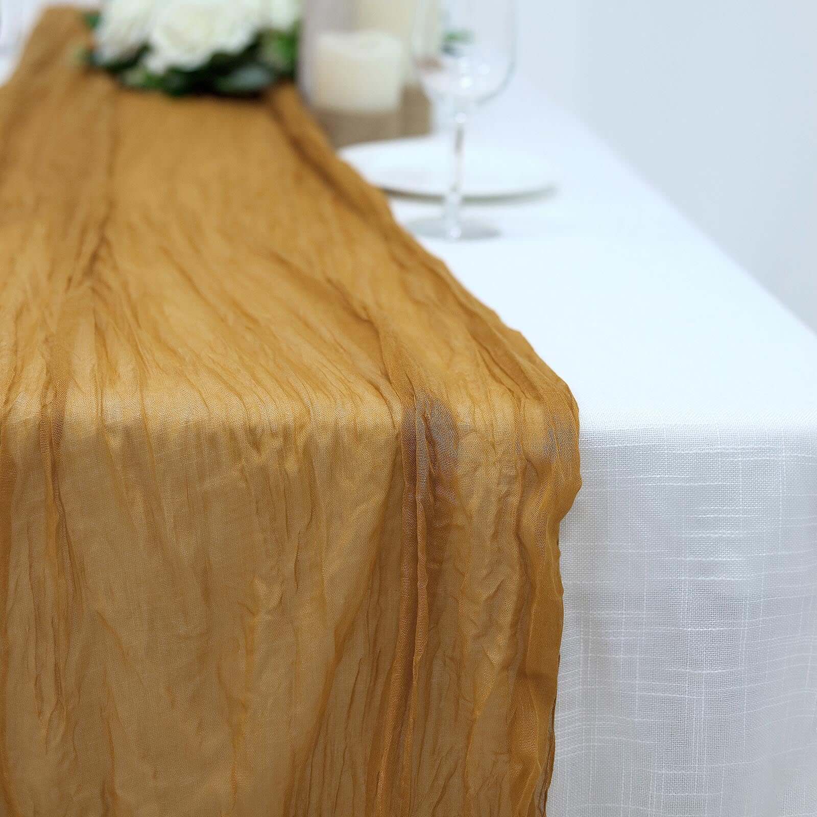 Hot! 10ft Mustard Yellow Gauze Cheesecloth Table Runner - Rustic Boho Style