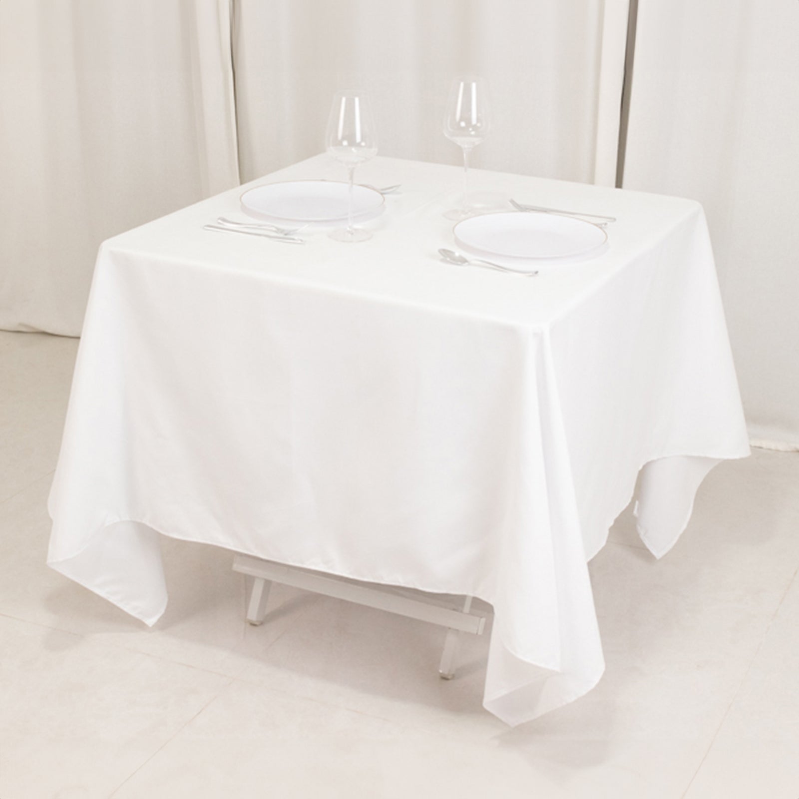 Hot Deal! 70x70 Square White Cotton Blend Tablecloth - Wrinkle-Resistant for Modern Table Decor
