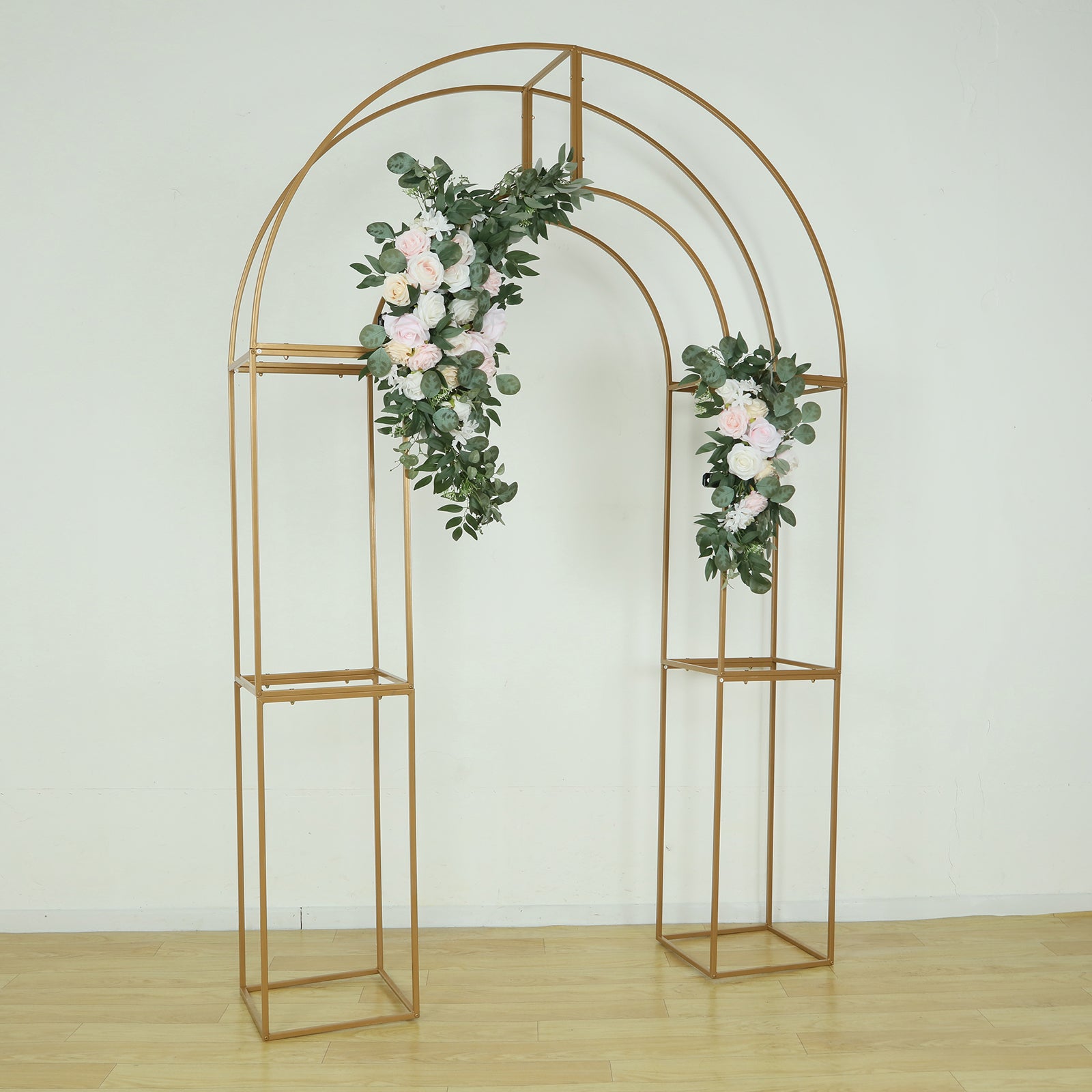 Sale! 7.5ft Gold 3D Metal Wedding Arch Backdrop Stand with Round Top for Elegant Parties