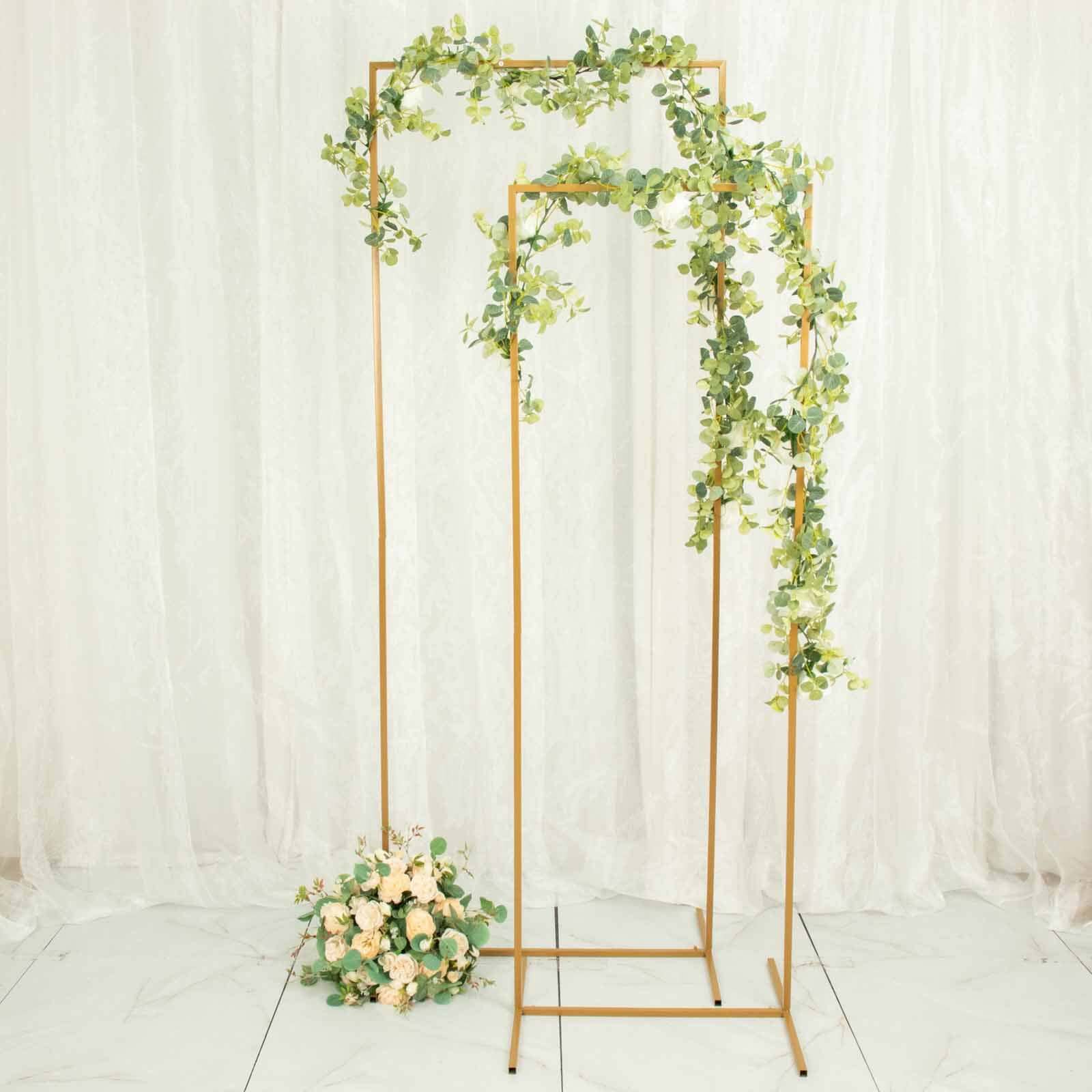 5.5ft Rectangular Gold Metal Frame for Wedding Arch, Floral Display