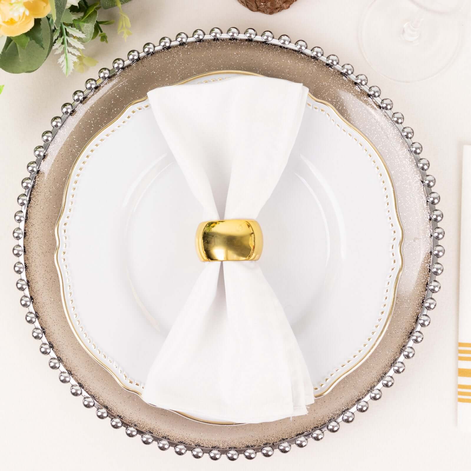 4-Pack Gold Shiny Metallic Acrylic Napkin Rings - Ideal for Events