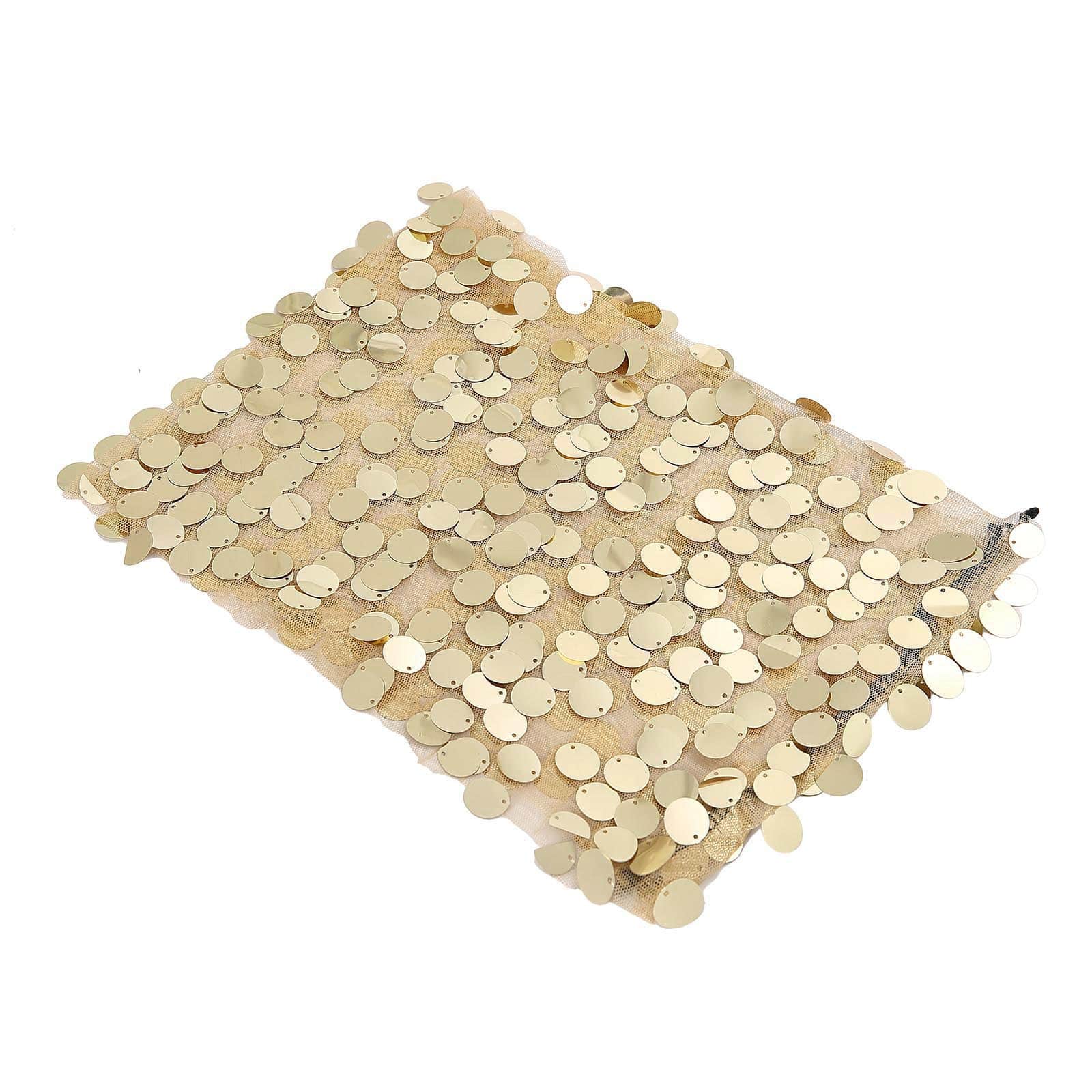 5-Pack Champagne Payette Sequin 13x10 Chair Sash Bands - Ideal for Weddings & Gatherings