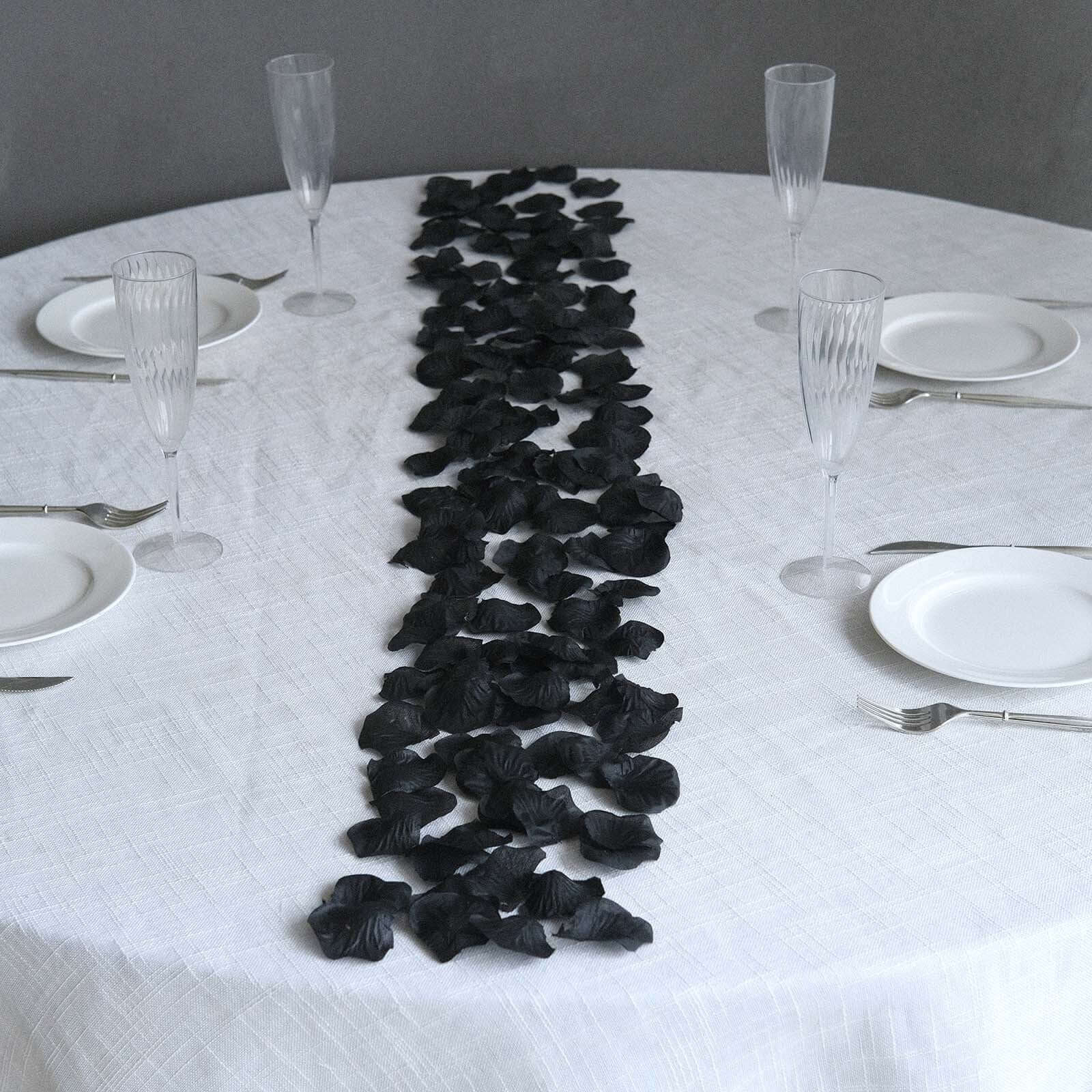 500-Pack Black Silk Rose Petal Confetti - Ideal for Table and Floor Decor