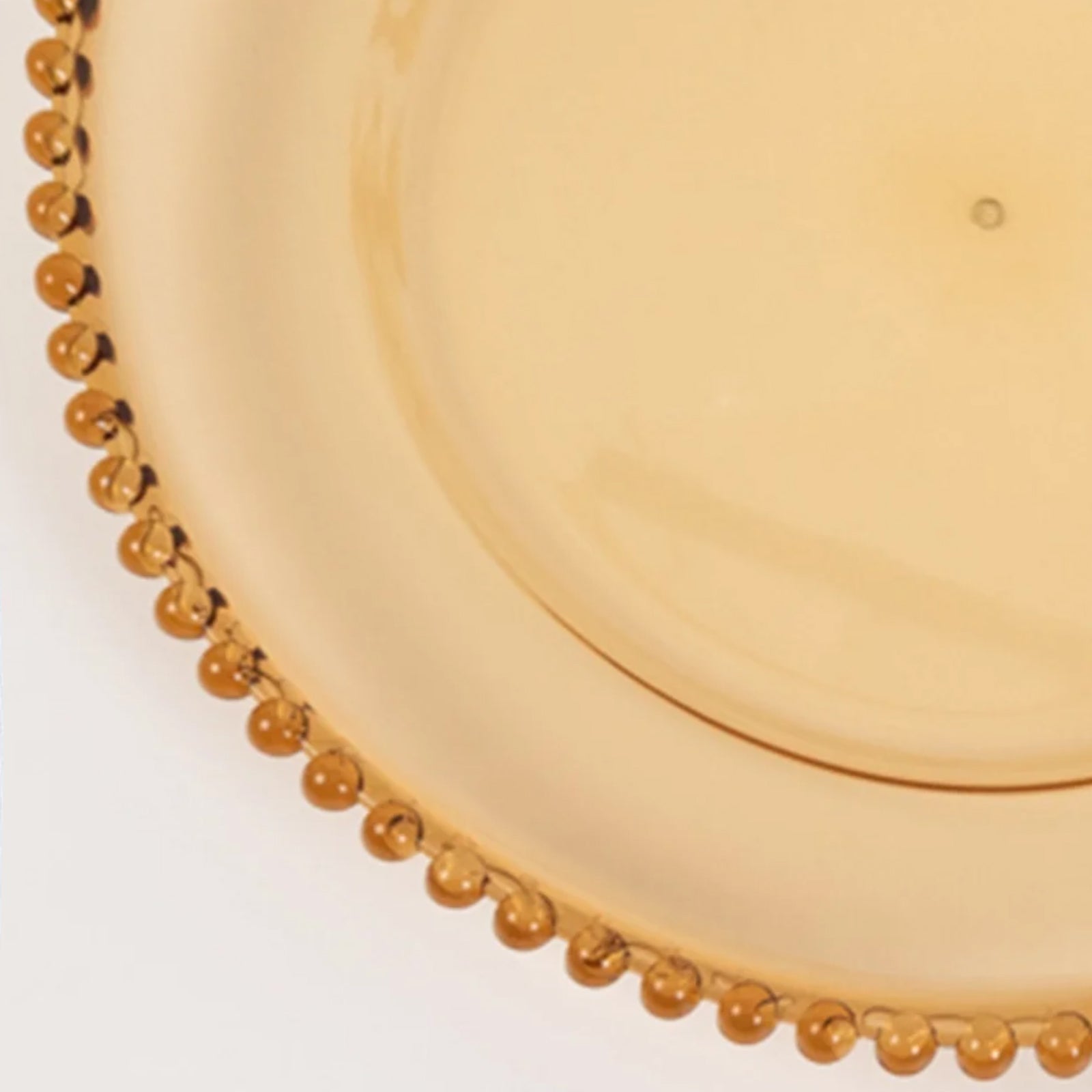 Set of 6 Acrylic Round 13-inch Amber Gold Charger Plates with Beaded Edging for Dinner Parties