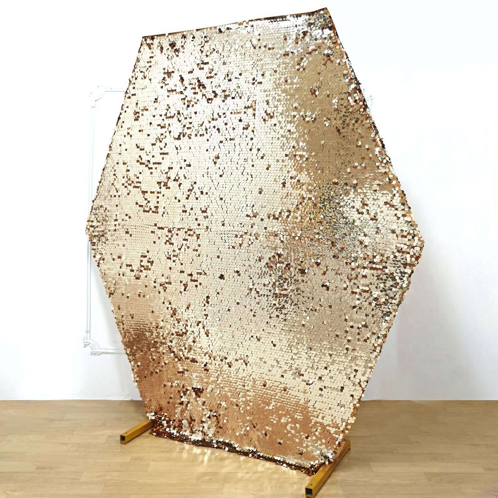 Hot! 8ft x 7ft Gold Payette Sequin Sparkly Hexagon Backdrop Cover