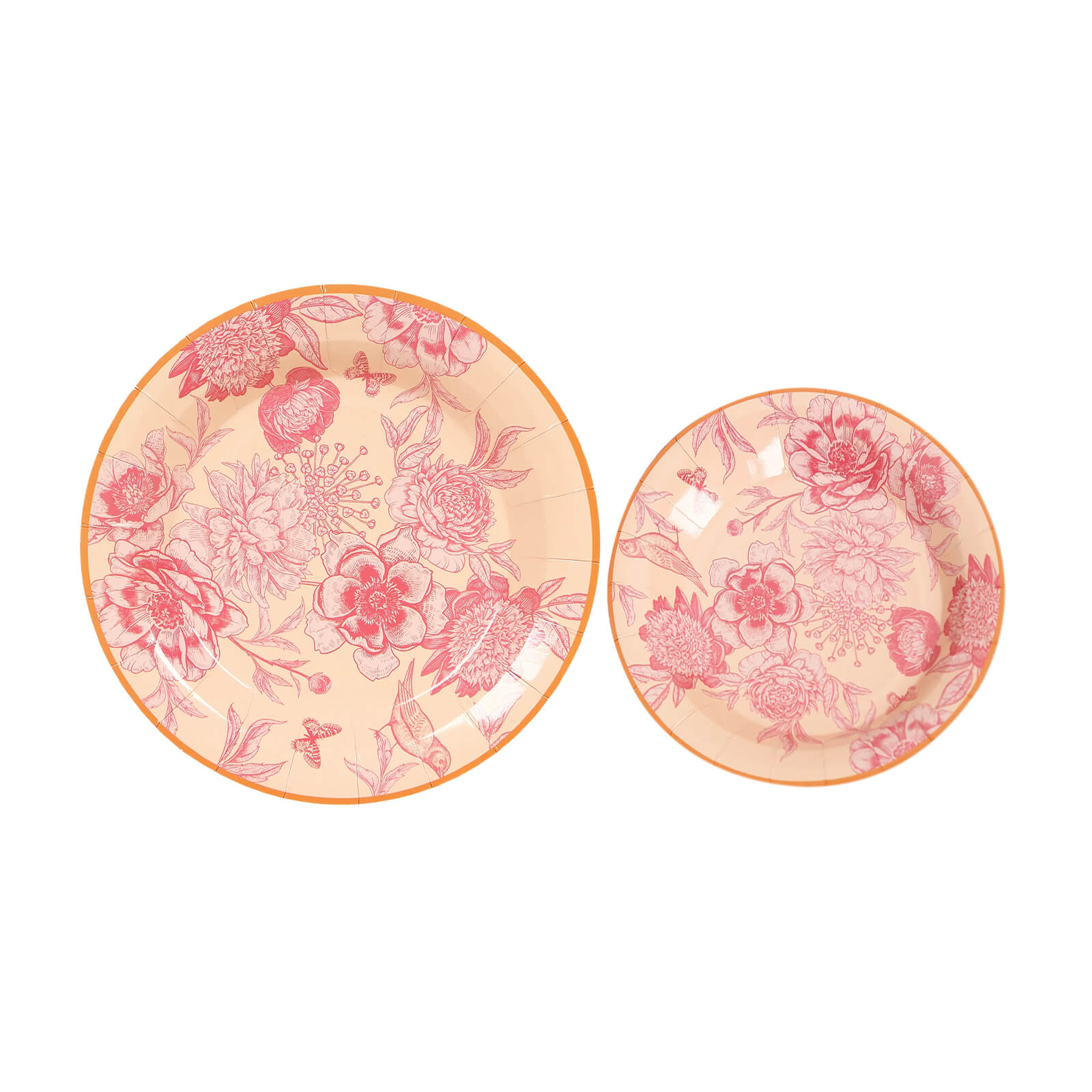 50-Piece Heavy-Duty Disposable Paper Party Plates in Dusty Rose Floral with Gold Rim, 7