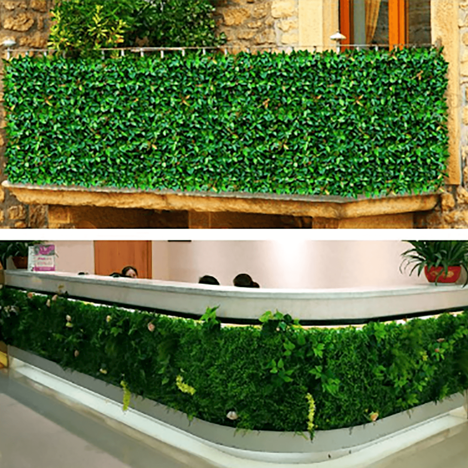 11 Sq ft. Artificial Dark Green Boxwood Hedge Mat - Set of 4 Panels