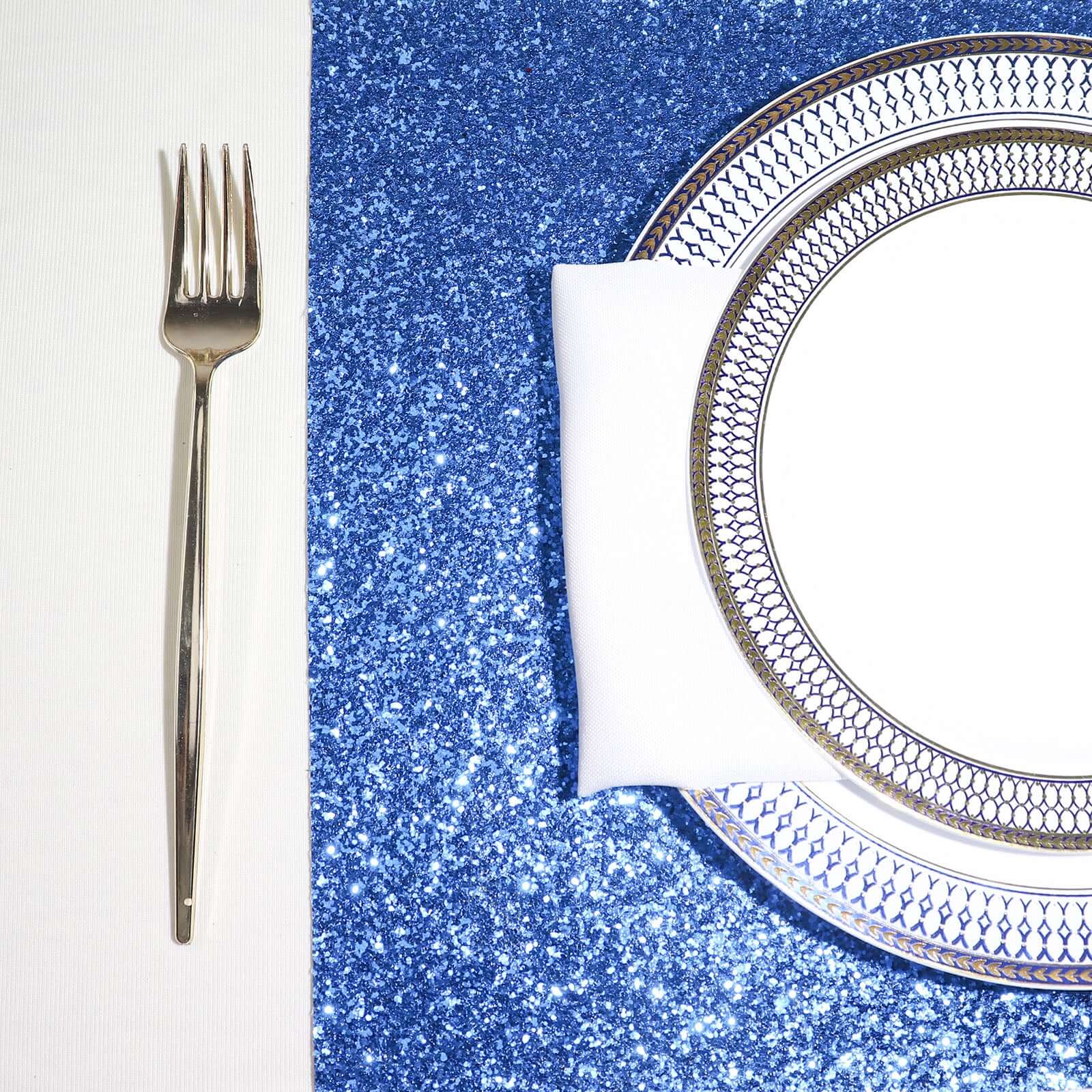 Hot Deal! 6-Pack Royal Blue Glitter Rectangle Non-Slip Placemats 12x18