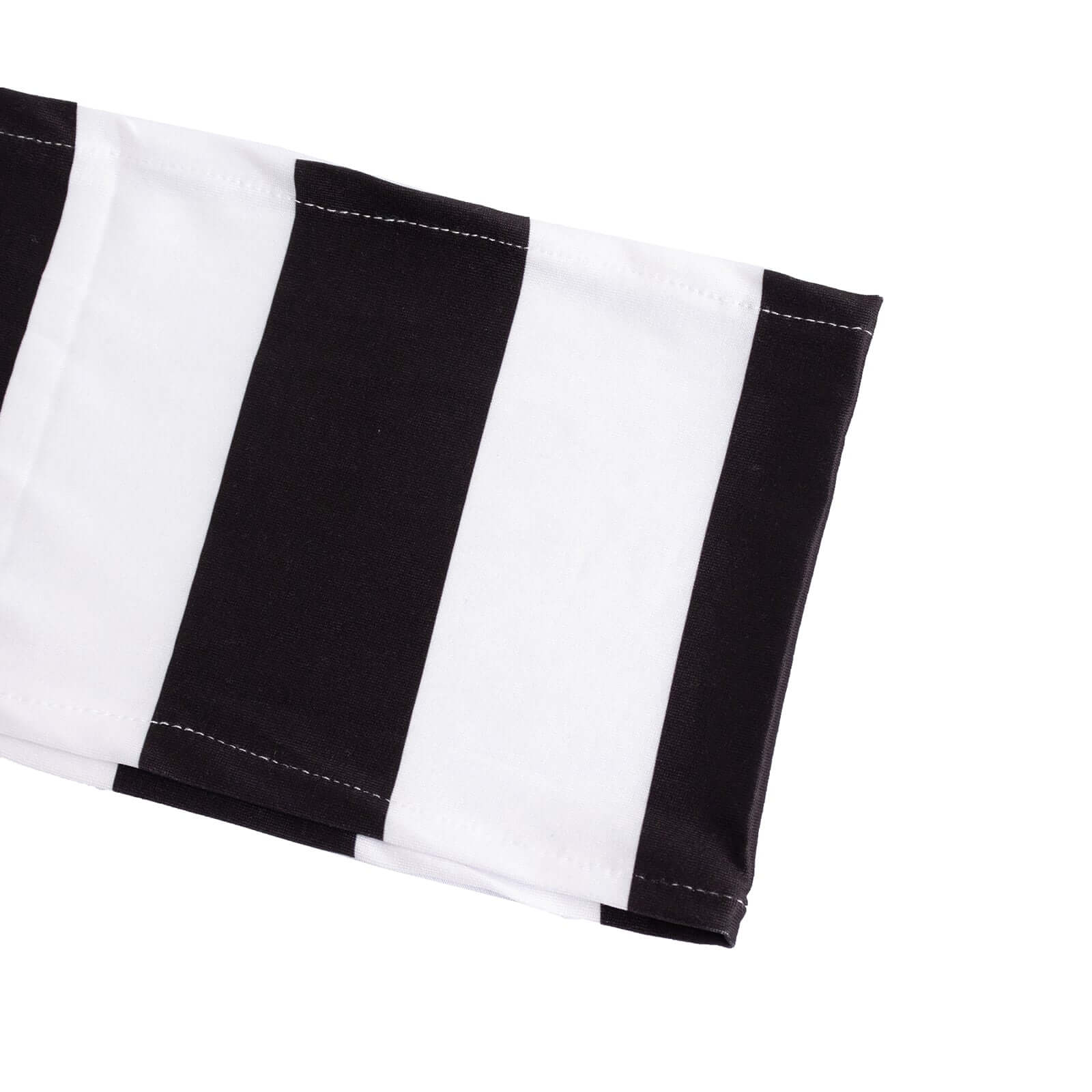 5-Pack Black/White Vertical Striped Spandex Chair Sashes - Wrinkle-Free & Easy to Use for Stunning Decor