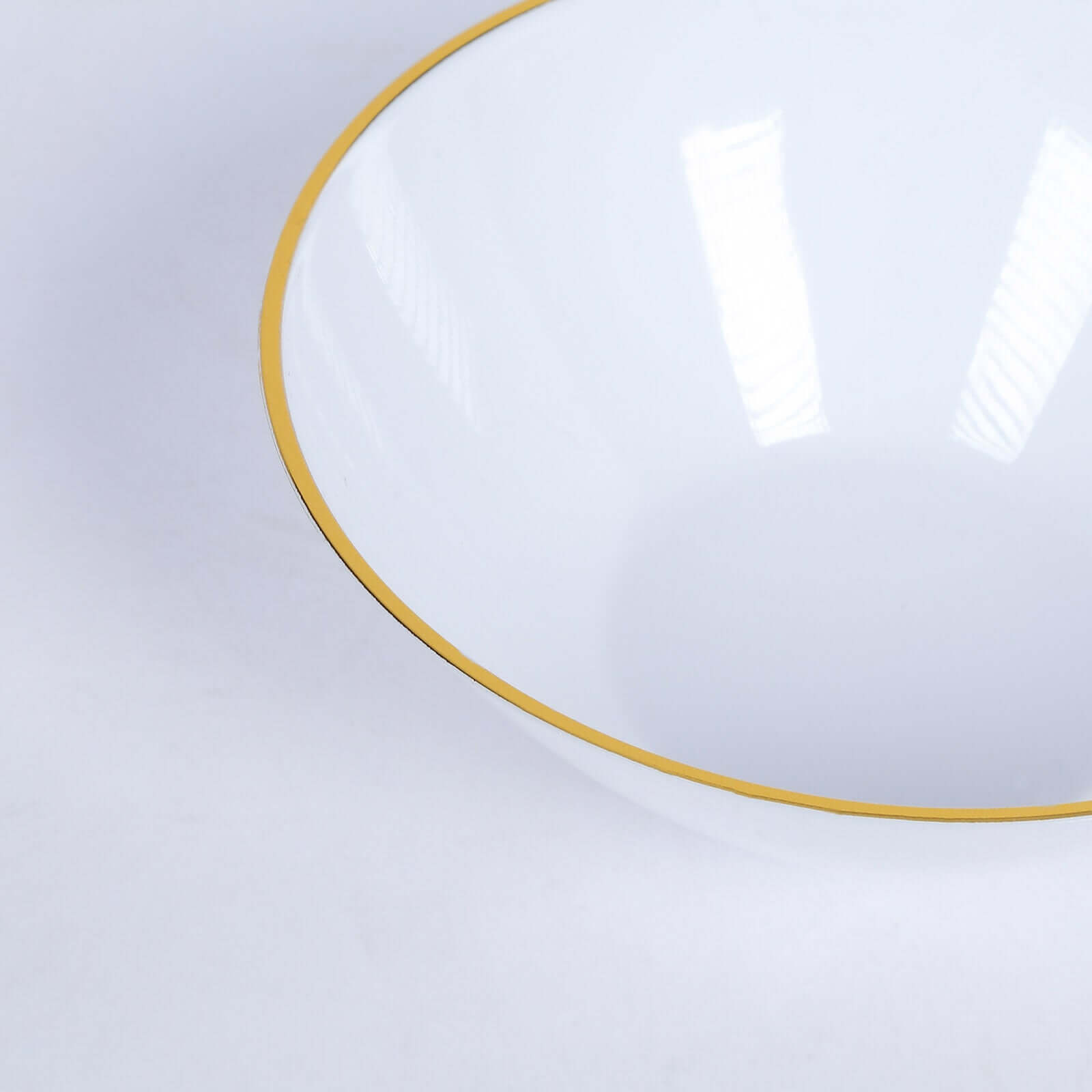 24-Pack 7oz Premium Heavy Duty Plastic Ice Cream Bowls - Glossy White with Gold Rim, Ideal for Events