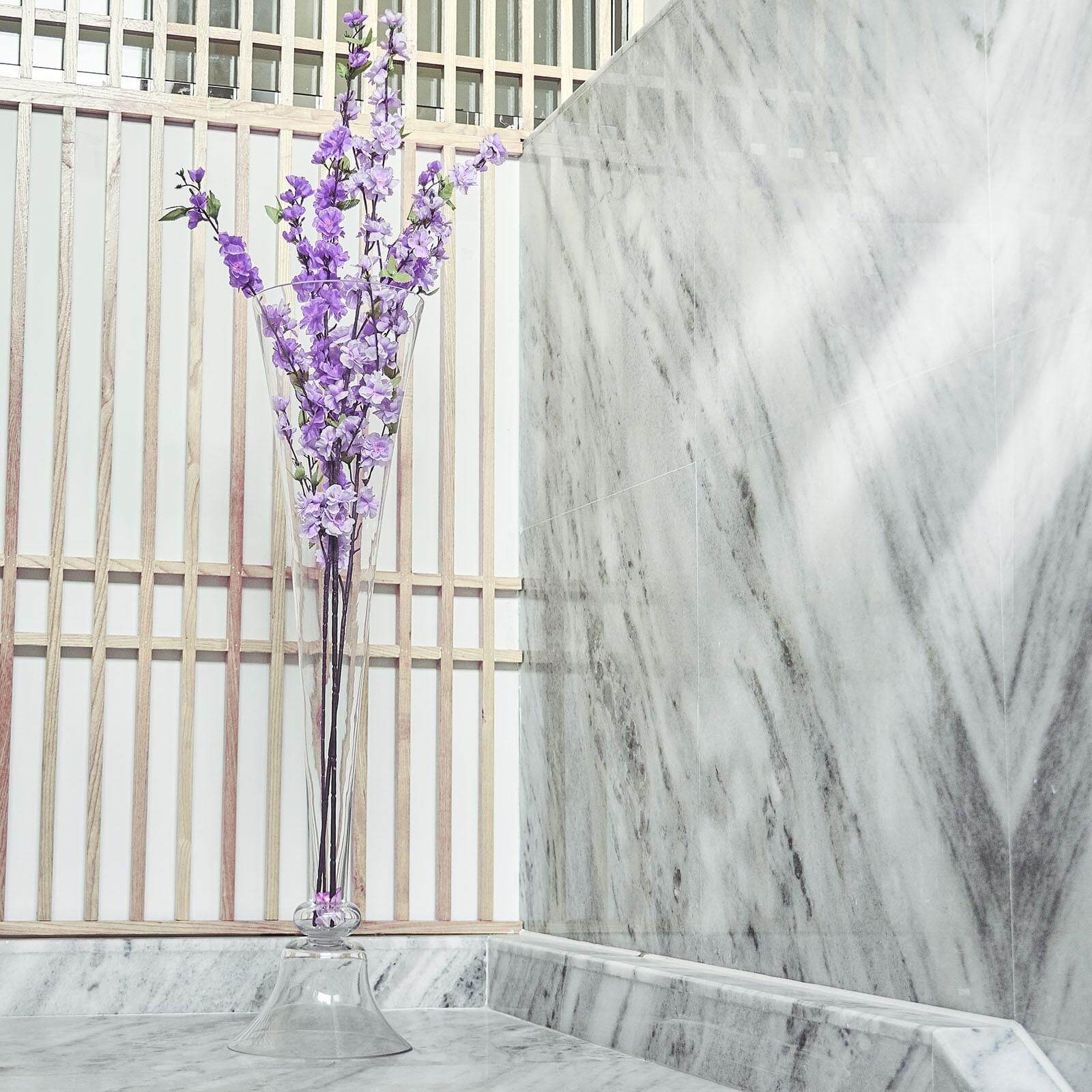 40-Inch Clear Reversible Hand-Crafted Glass Trumpet Floor Vase for Event Decor