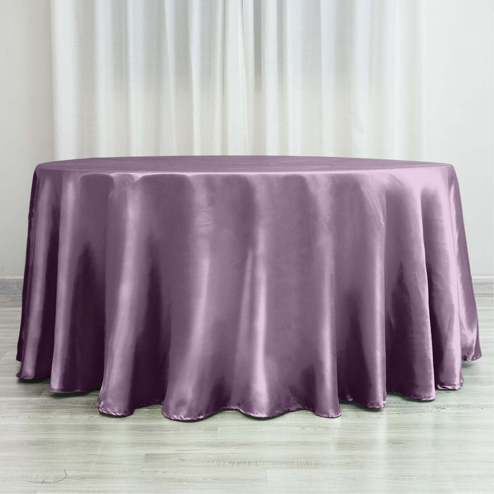 Stylish Seamless Satin Round Tablecloth in Violet Amethyst - 120 Inch for Various Events