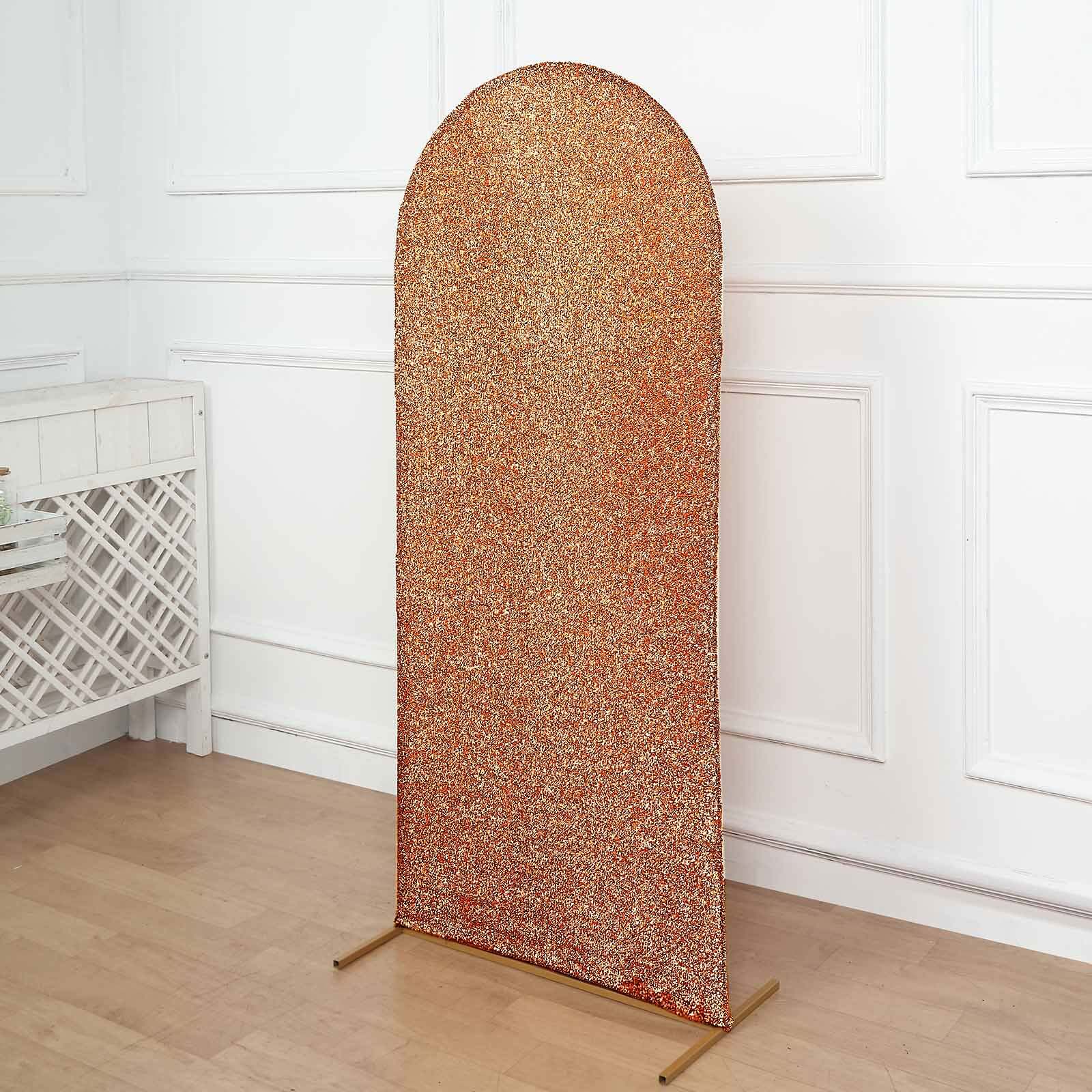 Hot Sale! 5ft Antique Gold Shimmer Tinsel Spandex Backdrop Cover for Round Top Wedding Arch