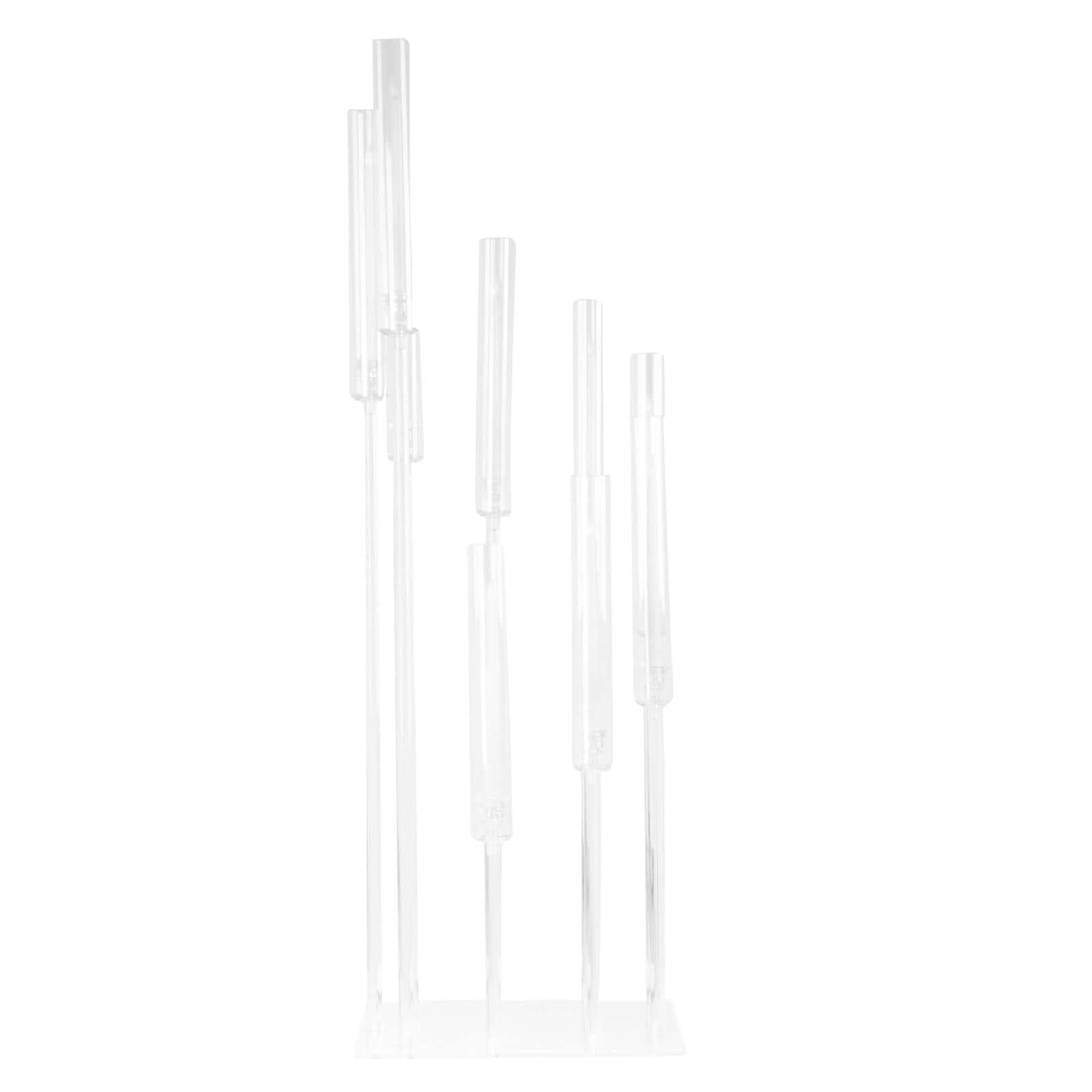 4ft Clear 9-Arm Cluster Acrylic Candelabra with Square Base - Elegant Table Centerpiece for Pillar Candles