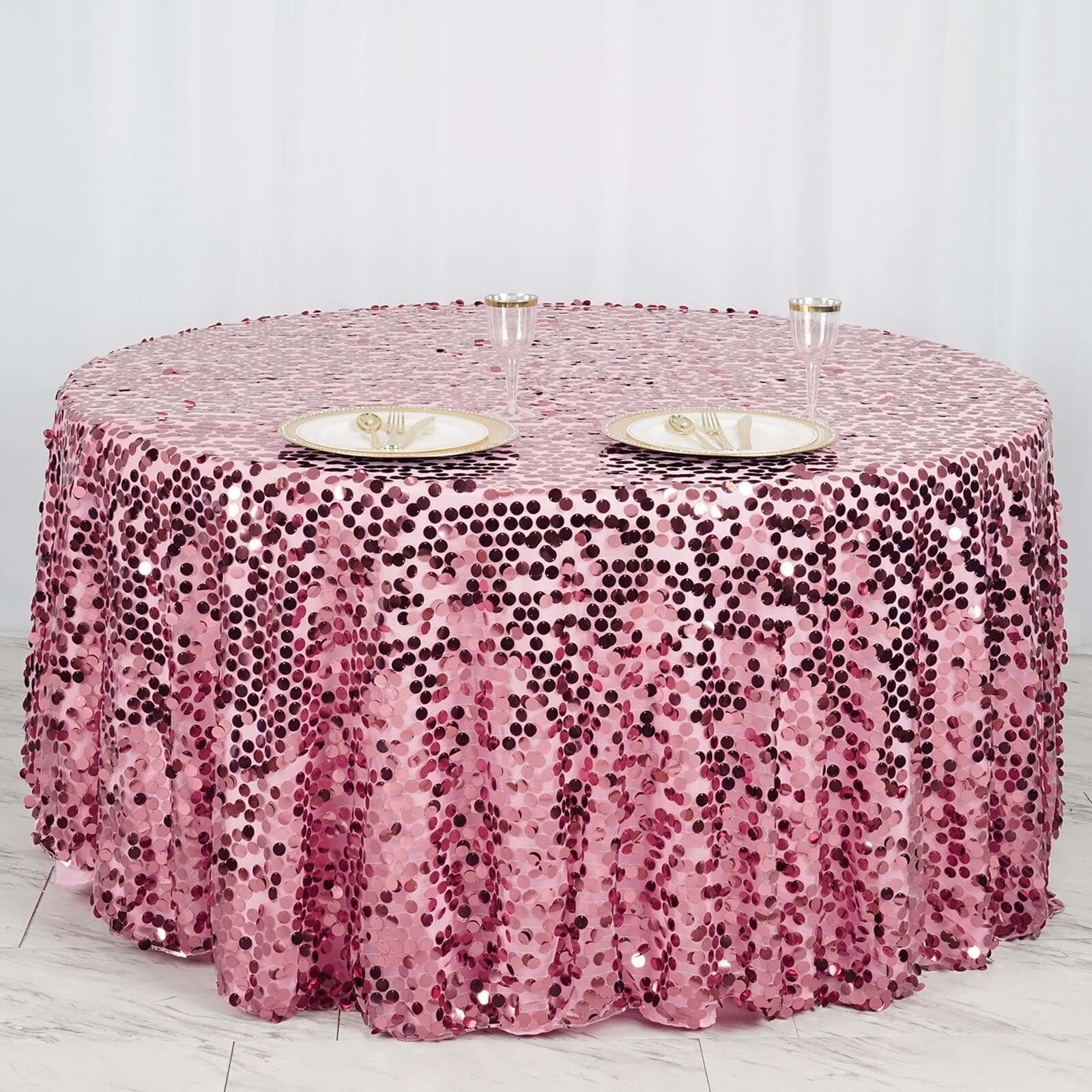 Hot Sale! Pink Sequin Round Tablecloth - 120