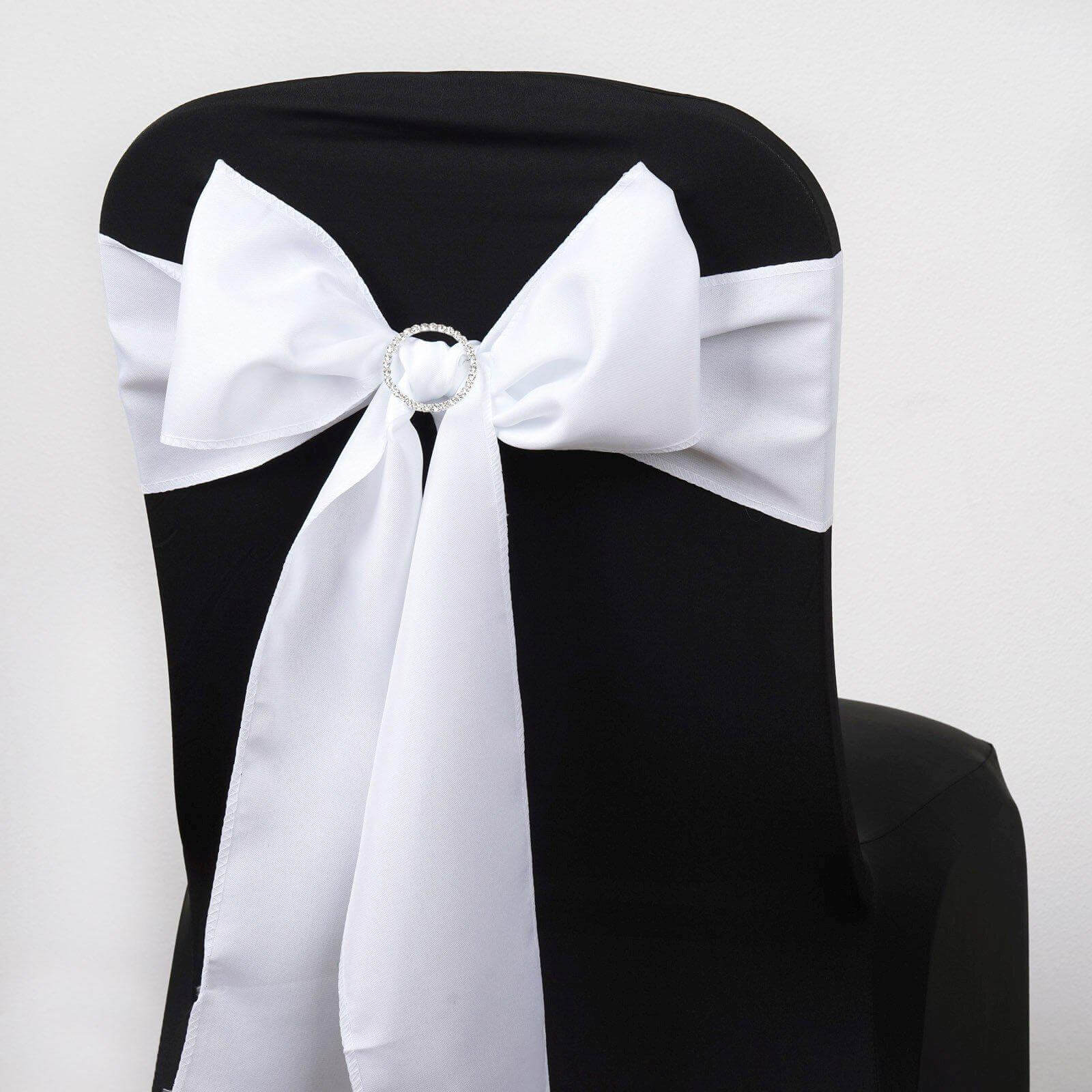 Set of 5 White Polyester Chair Sashes - Ideal for Special Events 6x108
