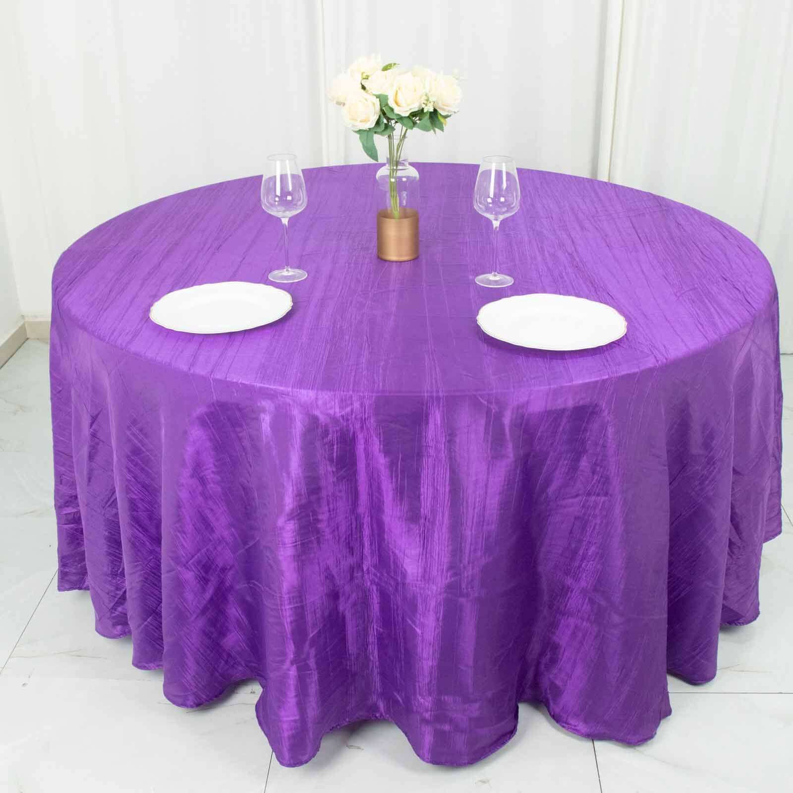 Premium Purple Seamless Accordion Crinkle Taffeta 120 Round Tablecloth for Weddings & Events