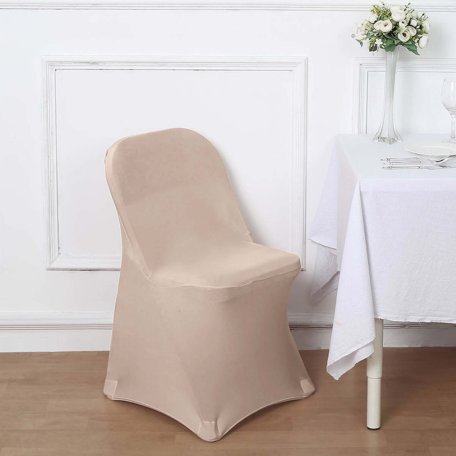 Hot Deal! Reusable & Wrinkle-Resistant 160GSM Nude Spandex Stretch Chair Cover for Folding Chairs