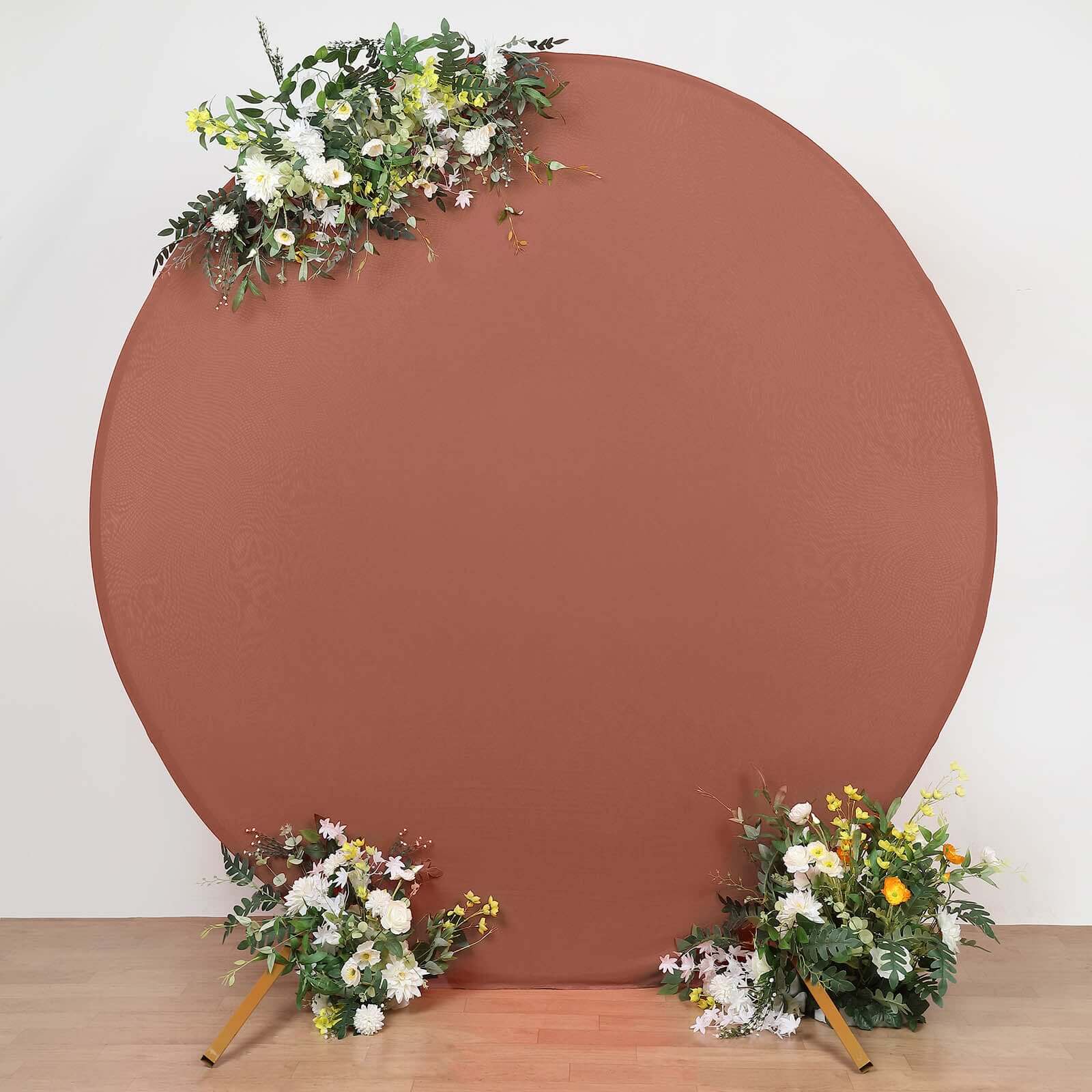 7.5ft Double-Sided Terracotta (Rust) Round Spandex Party Backdrop Stand Cover
