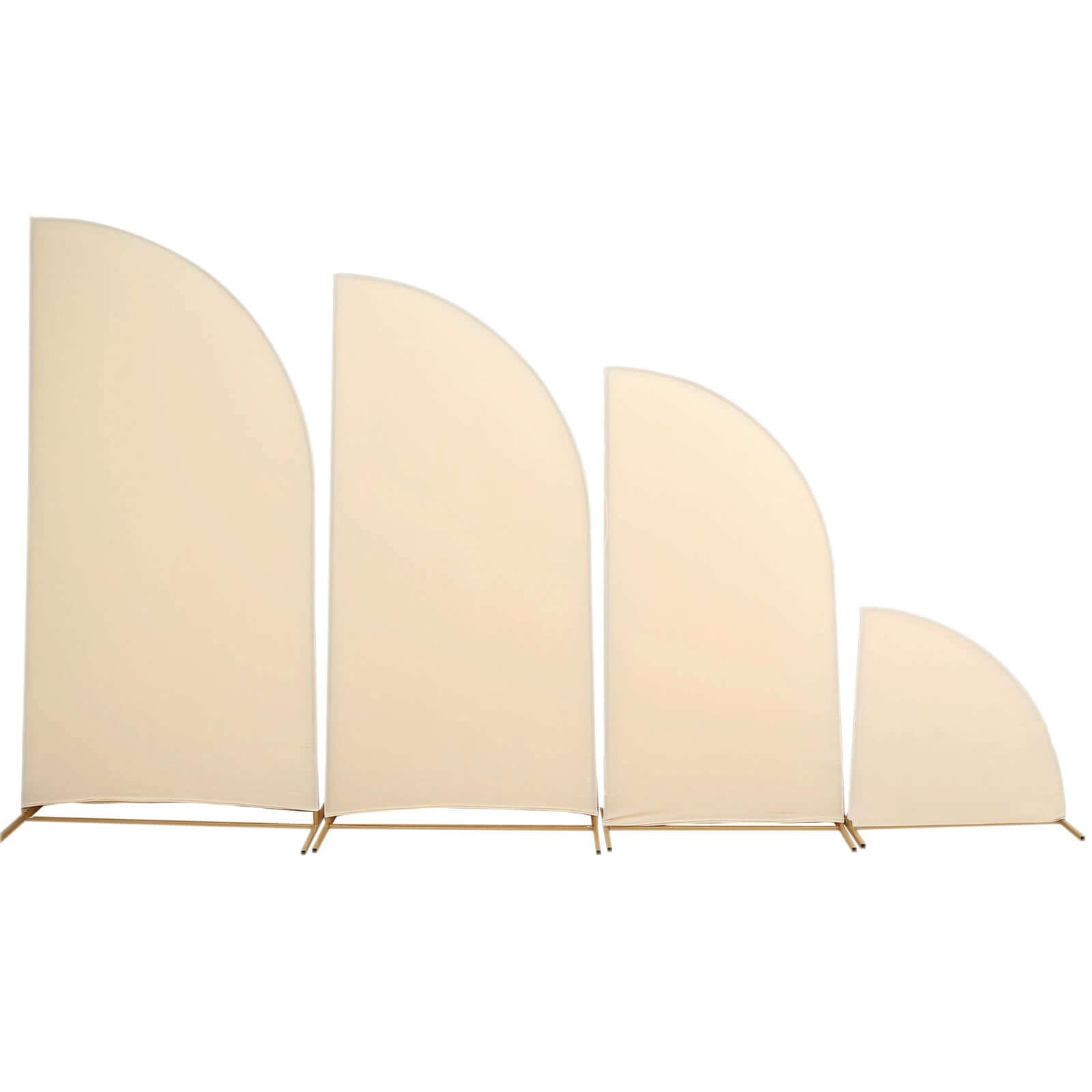Custom-Fitted Set of 4 Matte Beige Spandex Half Moon Wedding Arch Backdrop Covers in 2.5ft, 5ft, 6ft, 7ft Sizes