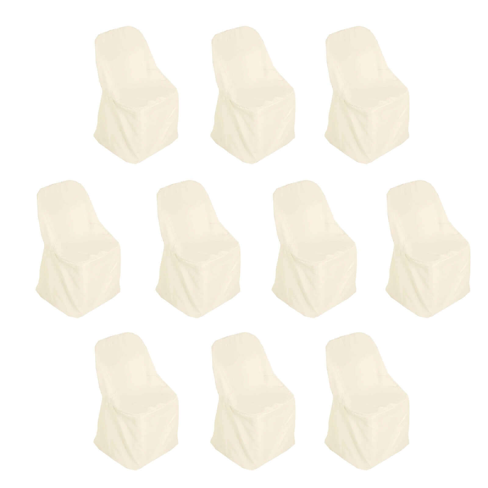 10-Pack Wrinkle-Free, Stain-Resistant Beige Polyester Slip-On Chair Covers for Folding Chairs