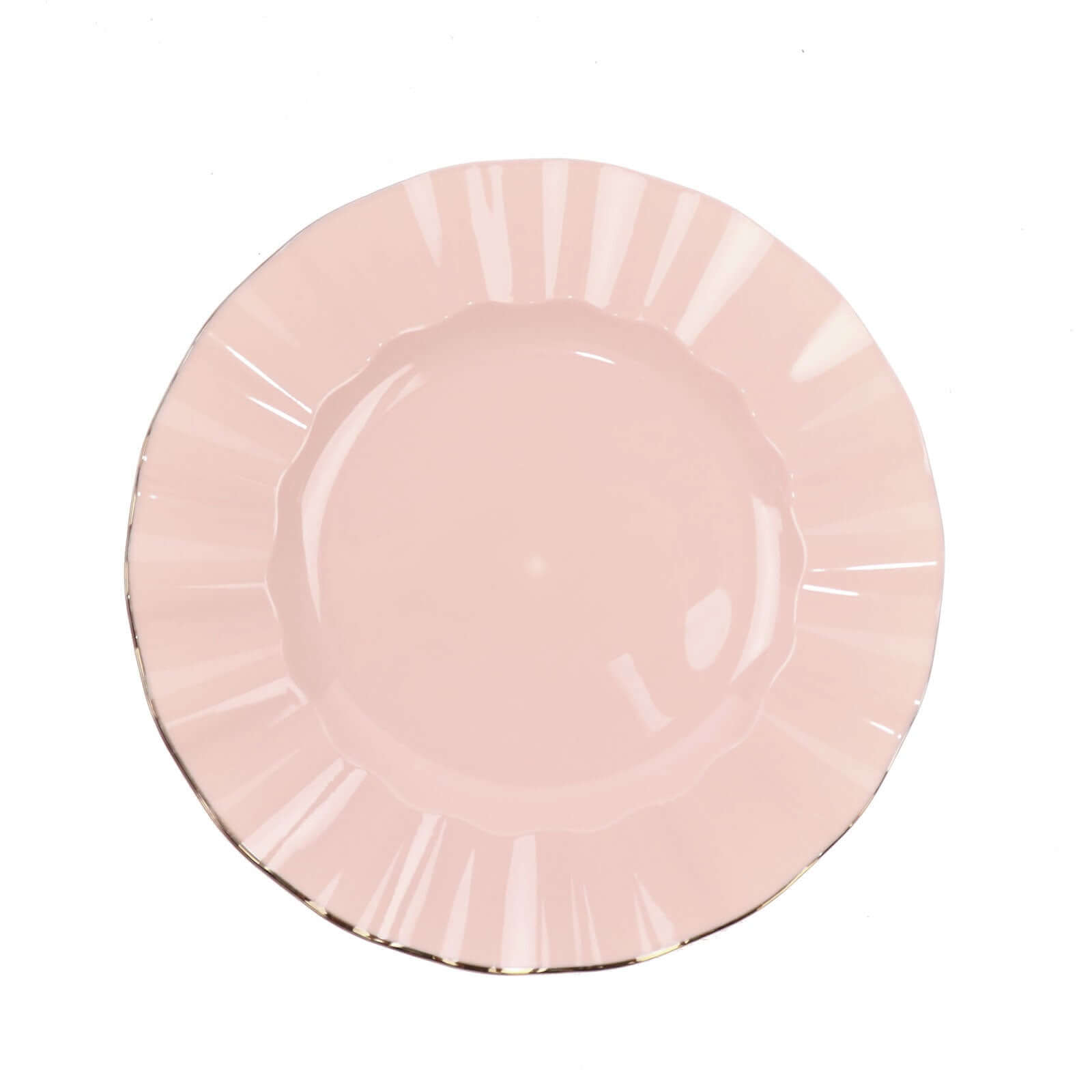 10-Pack Blush Plastic Round Dinner Plates with Gold Edging - Ideal Disposable Dinnerware