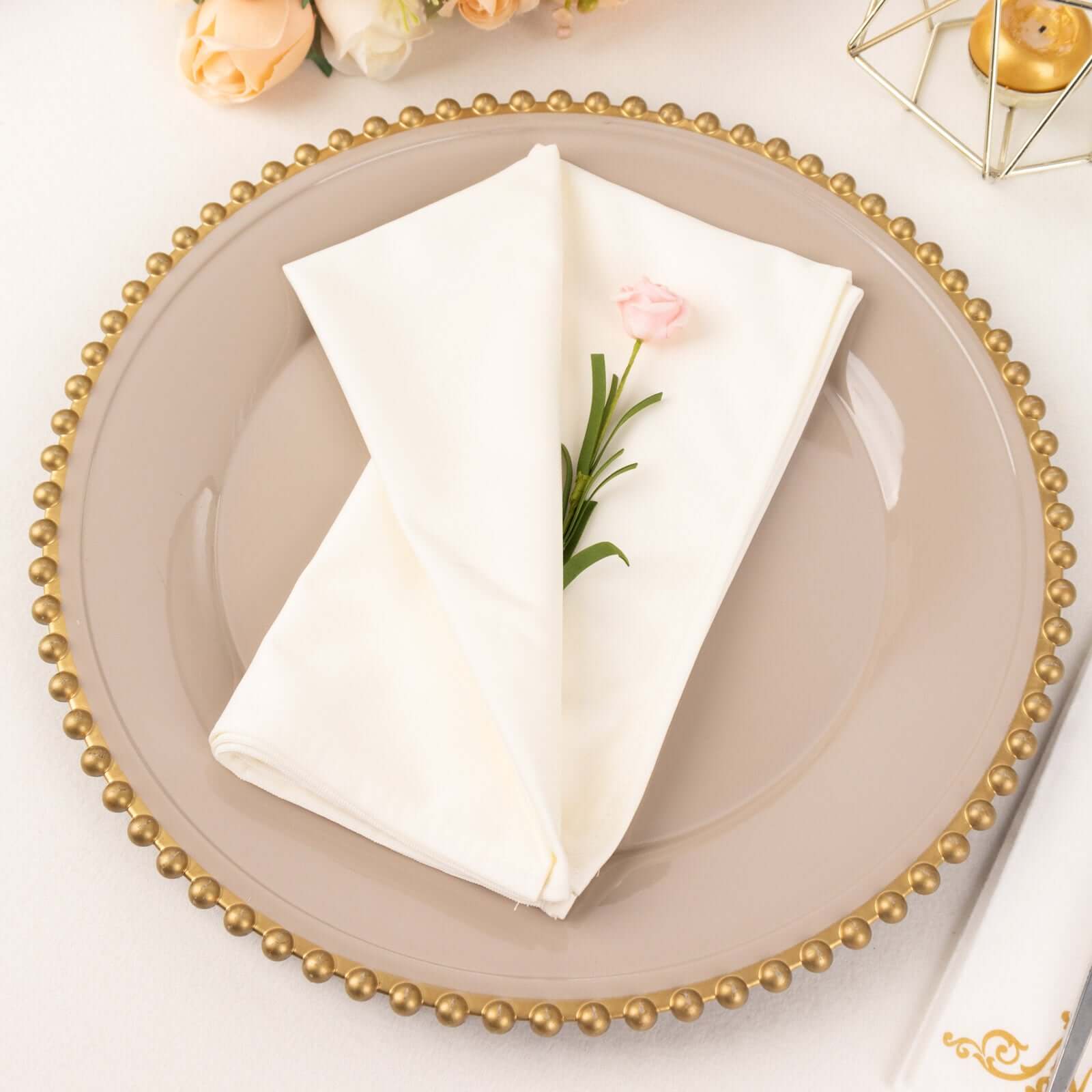 Ivory 20x20 Durable & Reusable Premium Scuba Dinner Napkins - 5 Pack