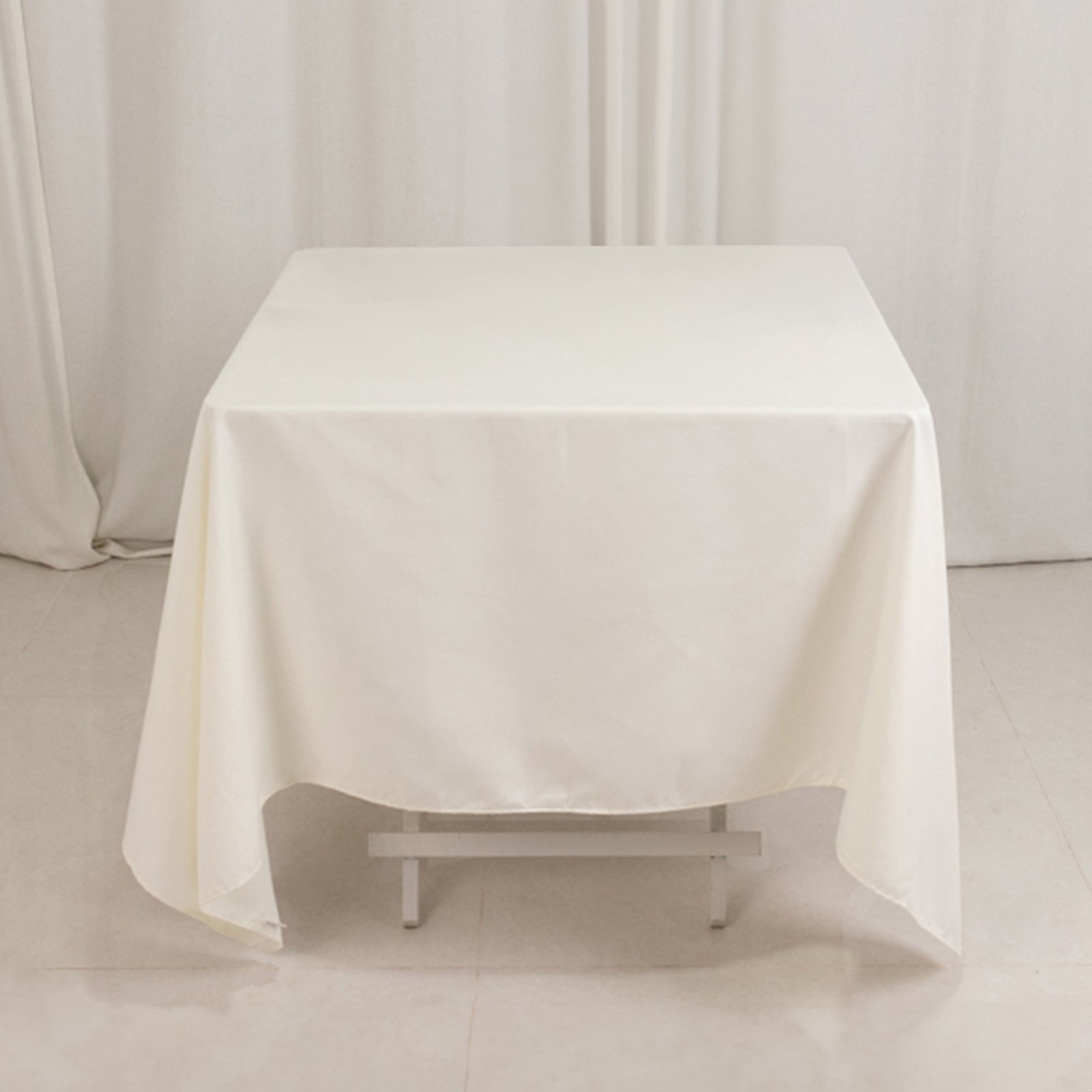 Wrinkle-Resistant Ivory 70x70 Square Cotton Blend Tablecloth