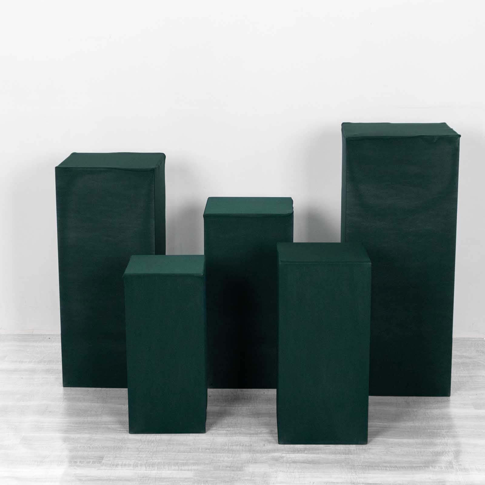 Hot Deal! Set of 5 Hunter Emerald Green Stretchable Spandex Pedestal Stand Covers - 160 GSM