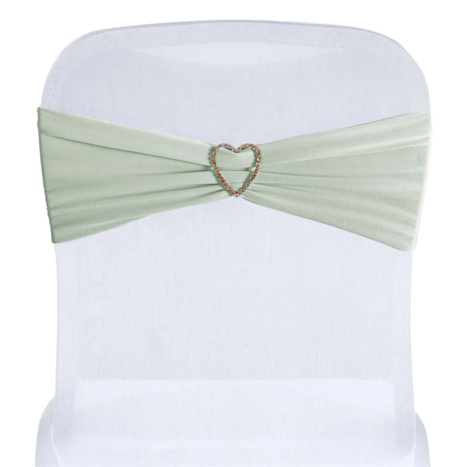 5-Pack Stretchable Spandex Chair Sashes in Sage Green - Ideal for Weddings and Events