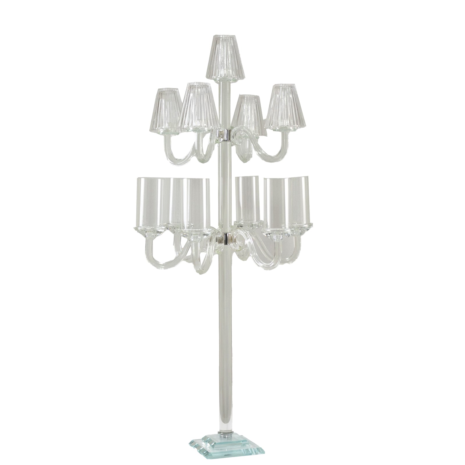 Hot Deal! 11-Arm Crystal Glass Candelabra for Weddings and Home Decor, Fits Taper & Tealight Candles