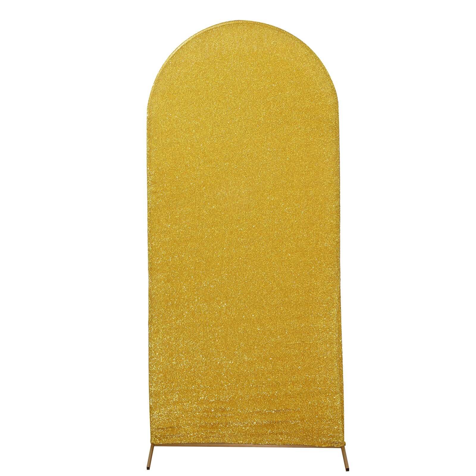 Hot Deal! 5ft Gold Shimmer Tinsel Spandex Backdrop Cover for Wedding Arch