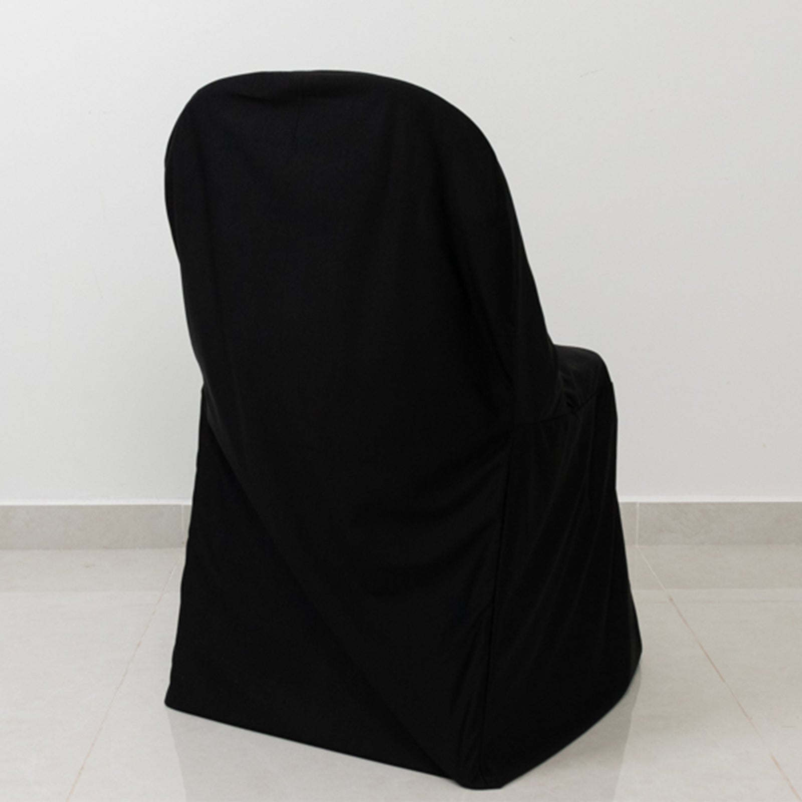 Black Premium Scuba Stretch Folding Chair Cover - Wrinkle-Free & Durable