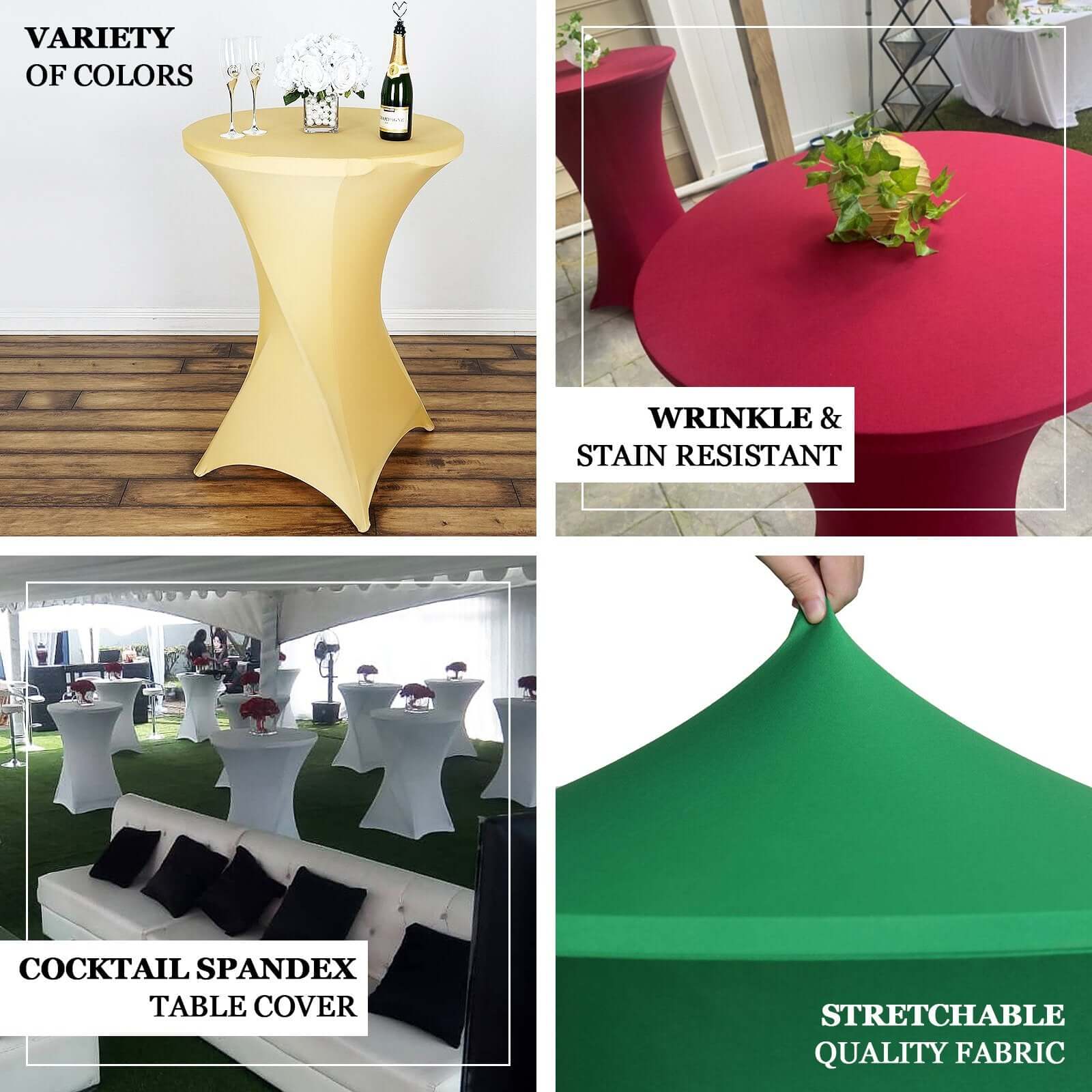 Easy - Maintain Stretch Fitted Spandex Round Cocktail Table Cover in Dusty Sage Green for 24 - 32 Inch Tables