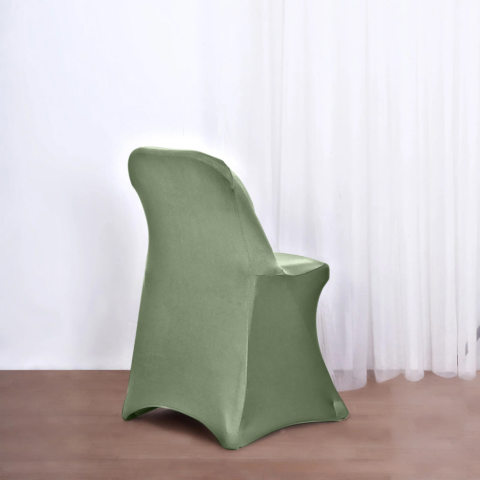 10-Pack Durable Dusty Sage Green Spandex Chair Covers for Folding Chairs - 160GSM Fitted Slipcovers