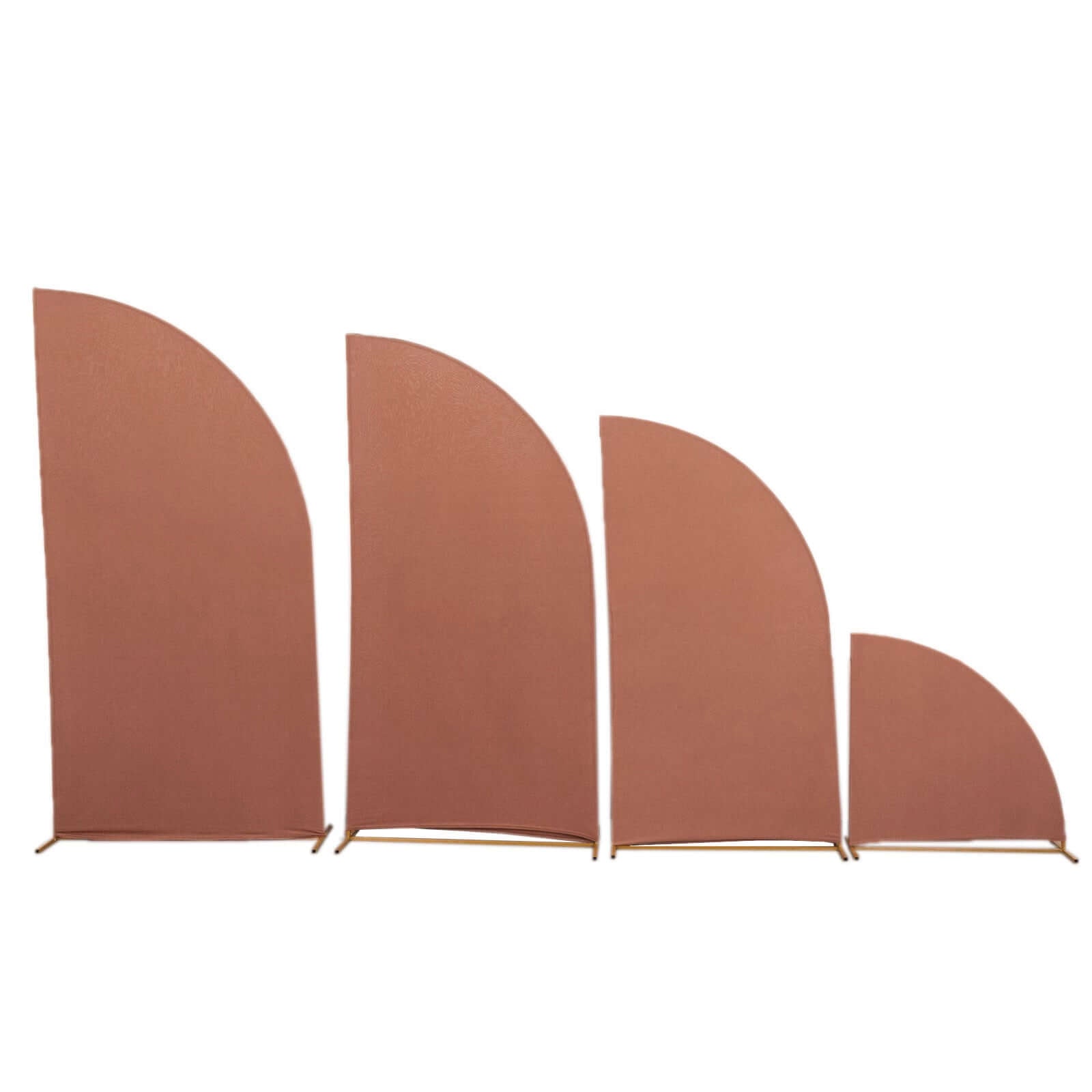 4-Piece Custom Fitted Matte Terracotta (Rust) Spandex Half Moon Wedding Arch Backdrop Covers - 2.5ft to 7ft