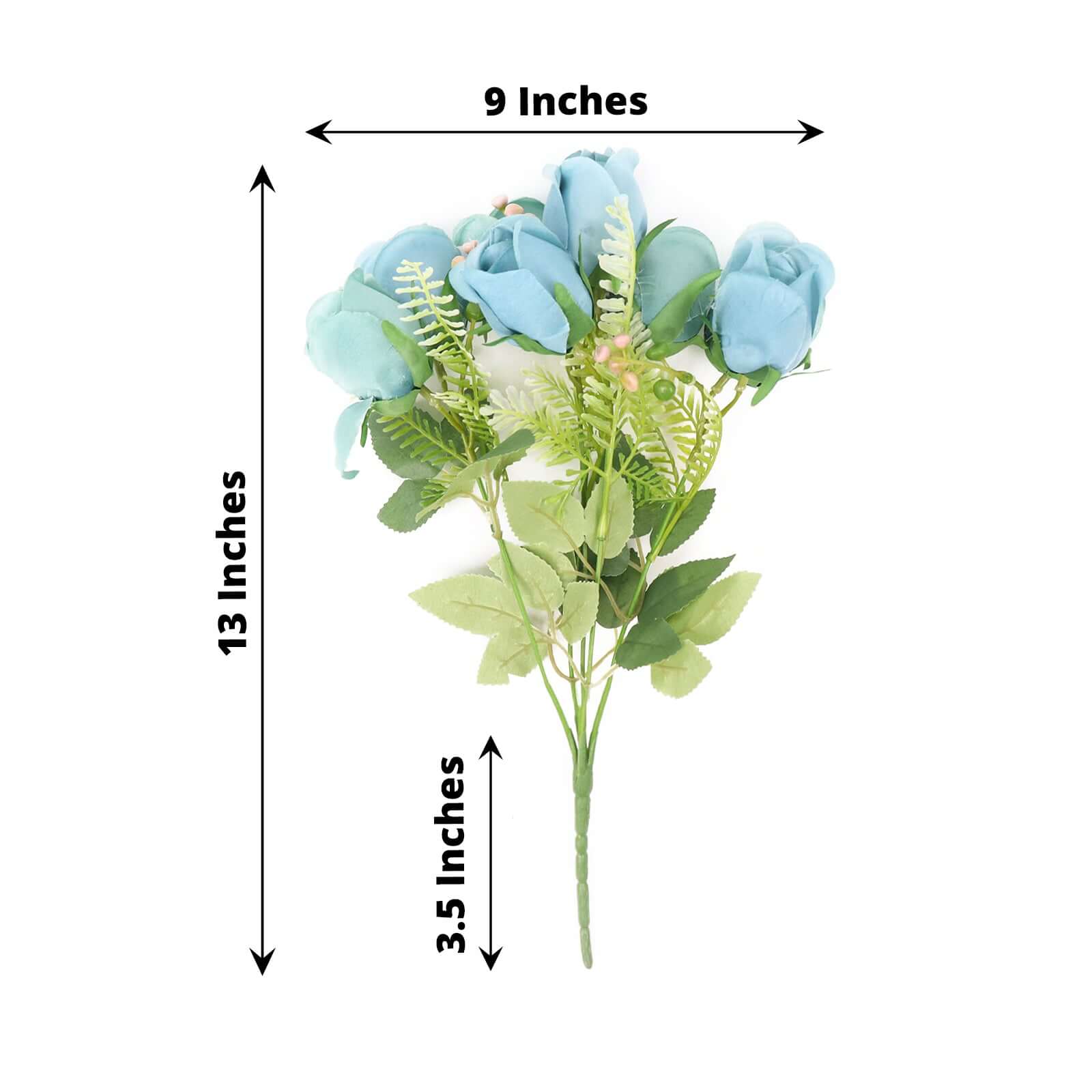 Hot Deal! 3-Pack 13" Dusty Blue Real Touch Silk Rose Bud Bridal Bouquets