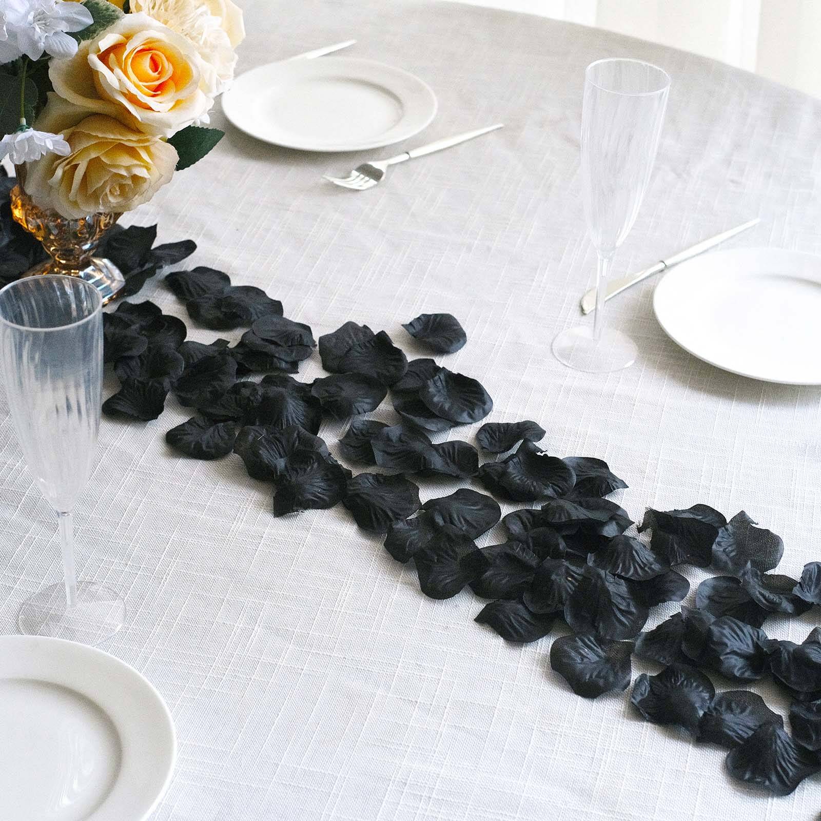 500-Pack Black Silk Rose Petal Confetti - Ideal for Table and Floor Decor