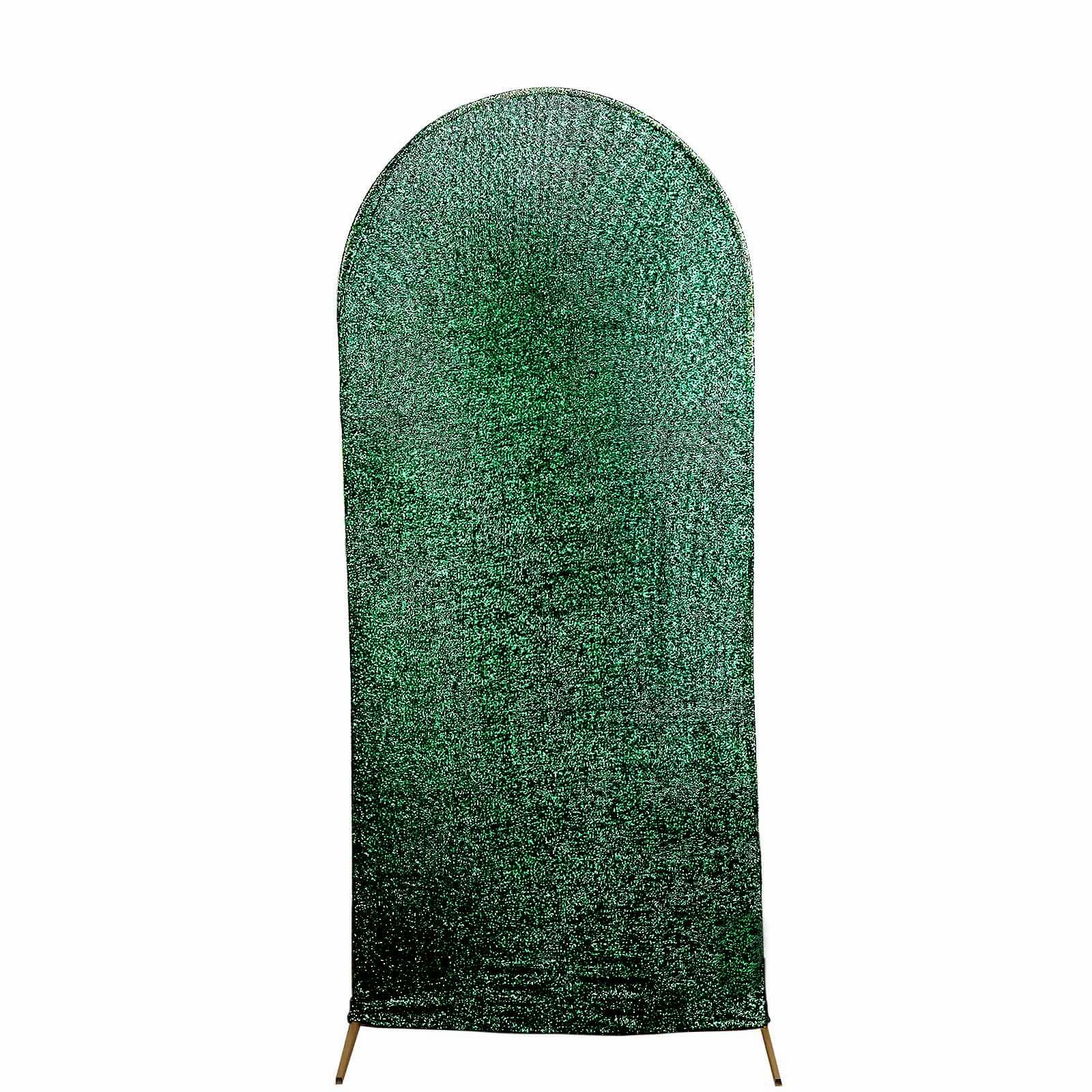 Hot Sale! 6ft Hunter Emerald Green Shimmer Tinsel Spandex Cover for Round Top Wedding Arch Stand