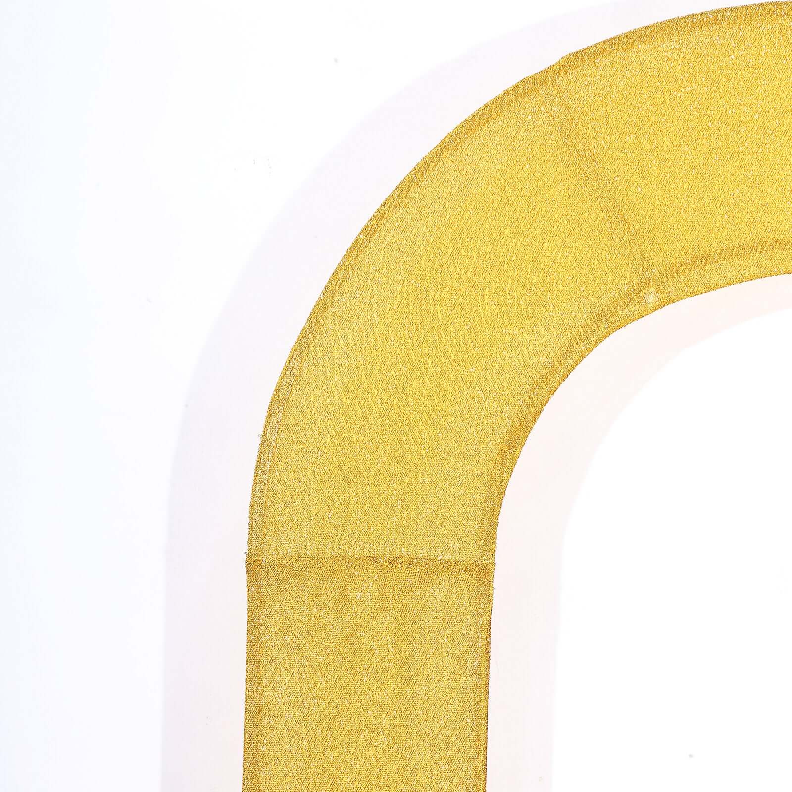 8ft Double-Sided Gold Shimmer Tinsel Spandex U-Shaped Wedding Arch Slipcover