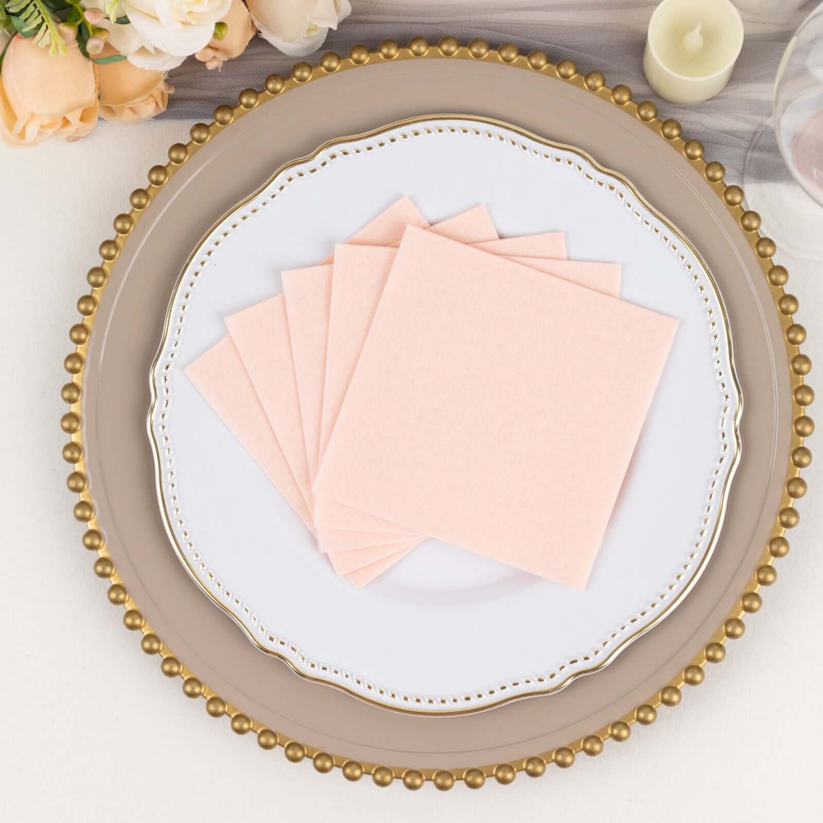 20-Piece Set of Blush 5x5 Airlaid Napkins - Soft, Absorbent & Linen-Like