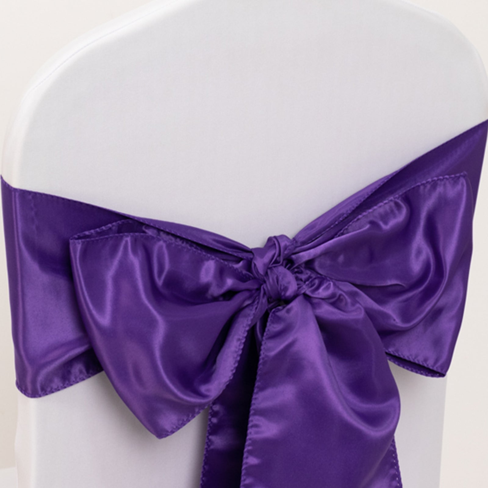 5-Piece Set of Purple Lamour Satin 6x106 Chair Sashes - Reusable Decorative Bows
