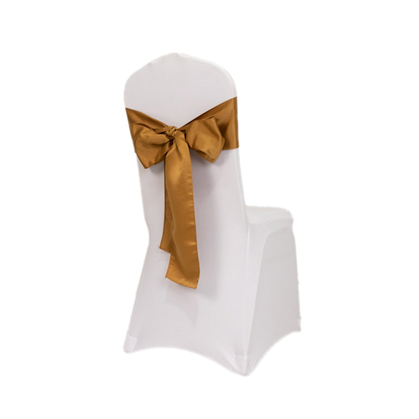 5-Pack Gold Lamour Satin Chair Sashes (6x106) - Perfect Reusable Decor for Weddings & Gatherings