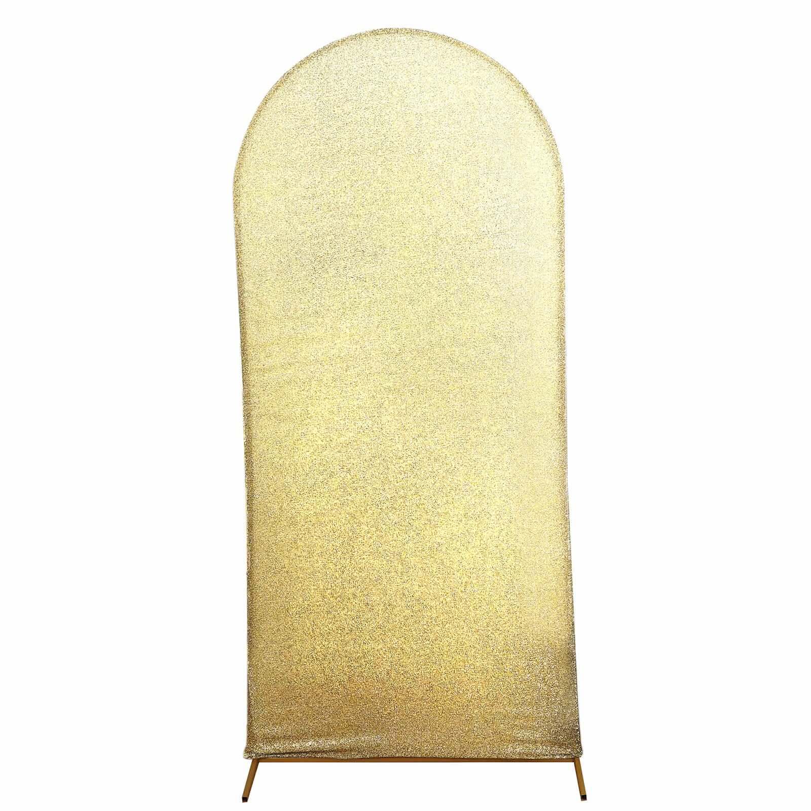 6ft Champagne Shimmer Tinsel Spandex Cover for Fitted Round Top Wedding Arch Stand