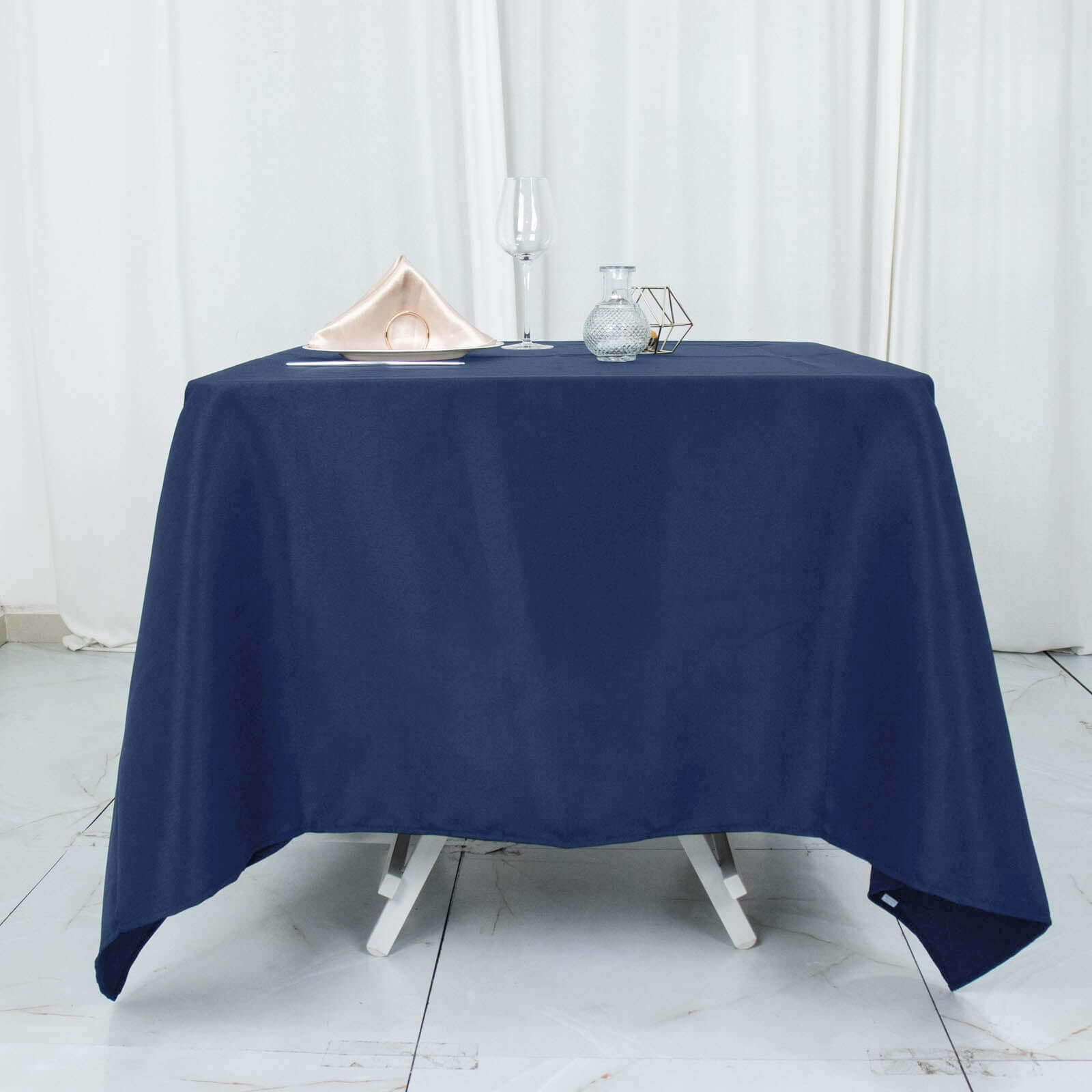 Wrinkle-Resistant 220GSM Navy Blue 70x70 Premium Polyester Square Table Cover