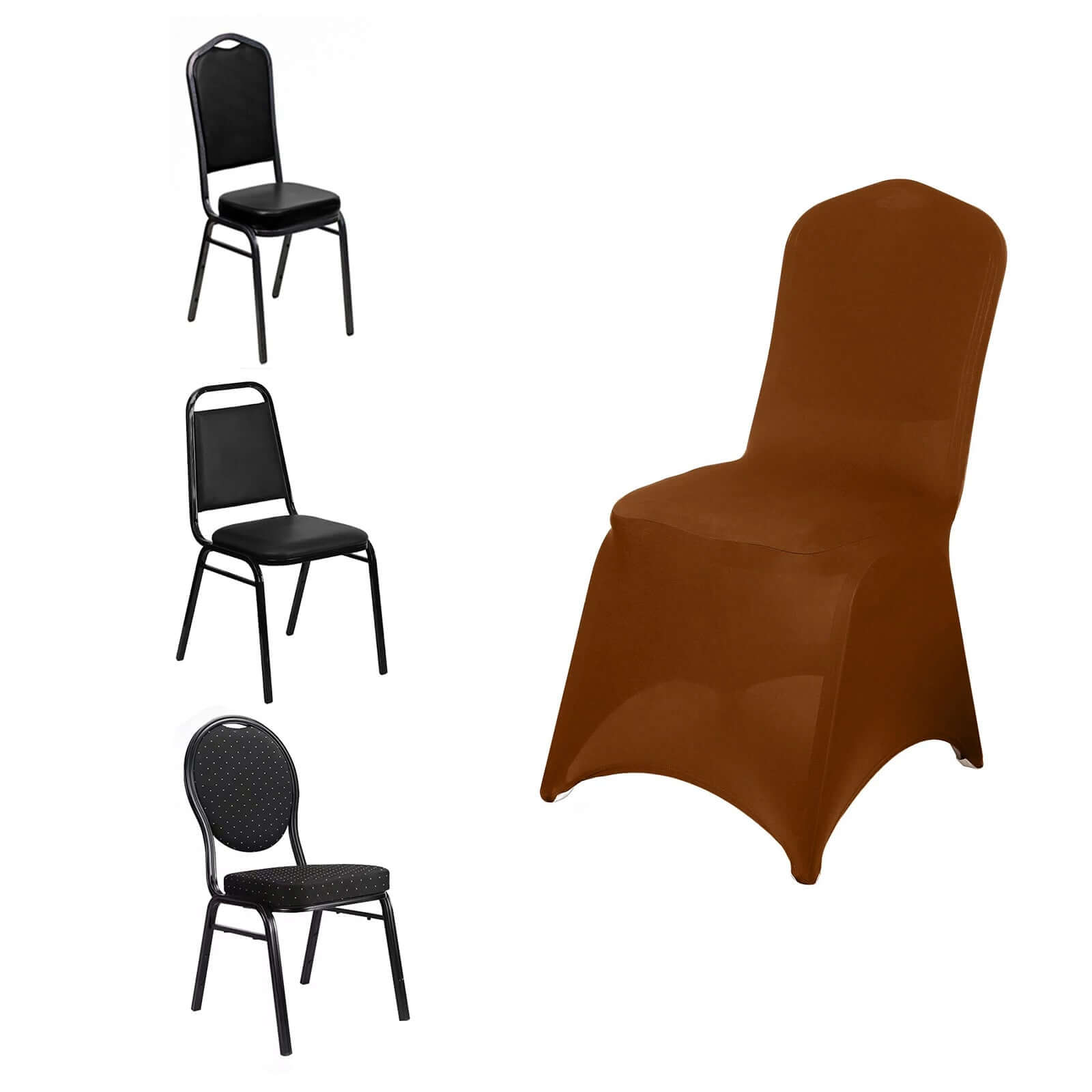 Cinnamon Brown Stretch Spandex 160GSM Slip-On Chair Cover for Banquet Chairs
