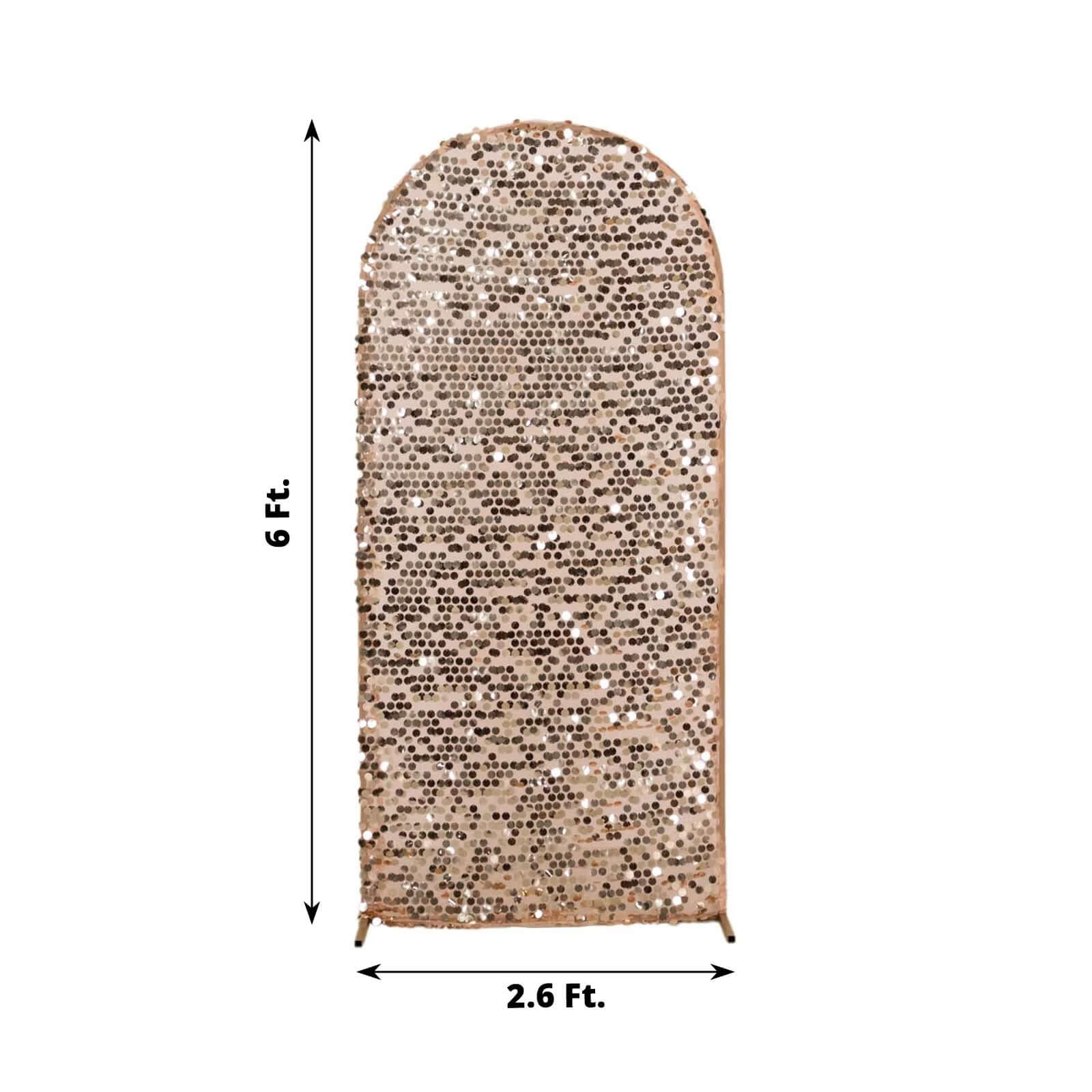 Sparkly Rose Gold 6ft Sequin Wedding Arch Cover for Round Top Stand - Ideal Decor!