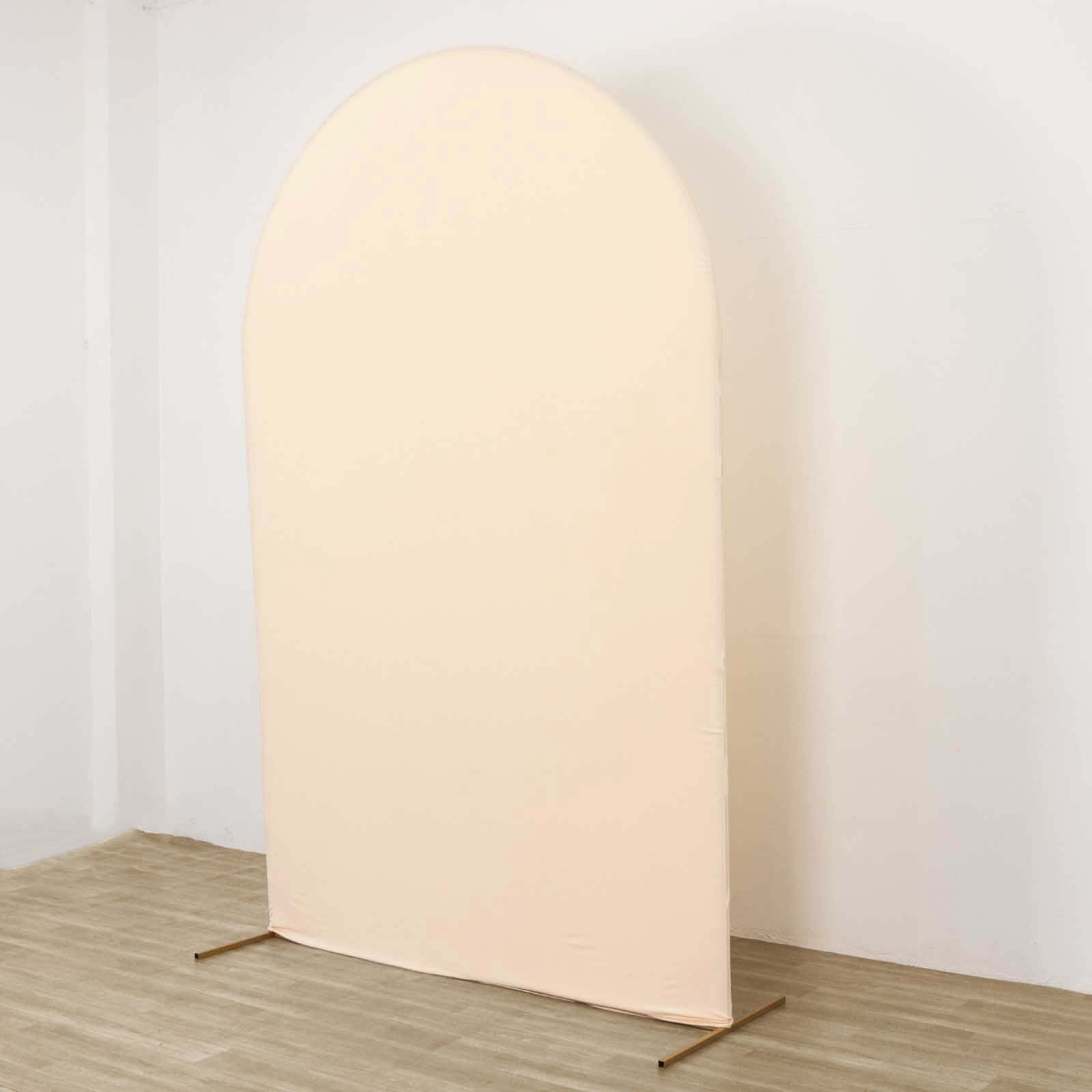 Hot Sale! 8ft Matte Beige Spandex Wedding Arch Cover for Round Top Stand