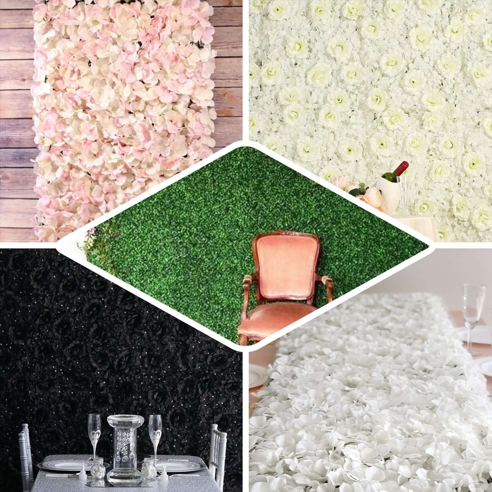 11 Sq ft. UV-Protected Blush Artificial Hydrangea Flower Wall Mat Backdrop - Set of 4 Panels